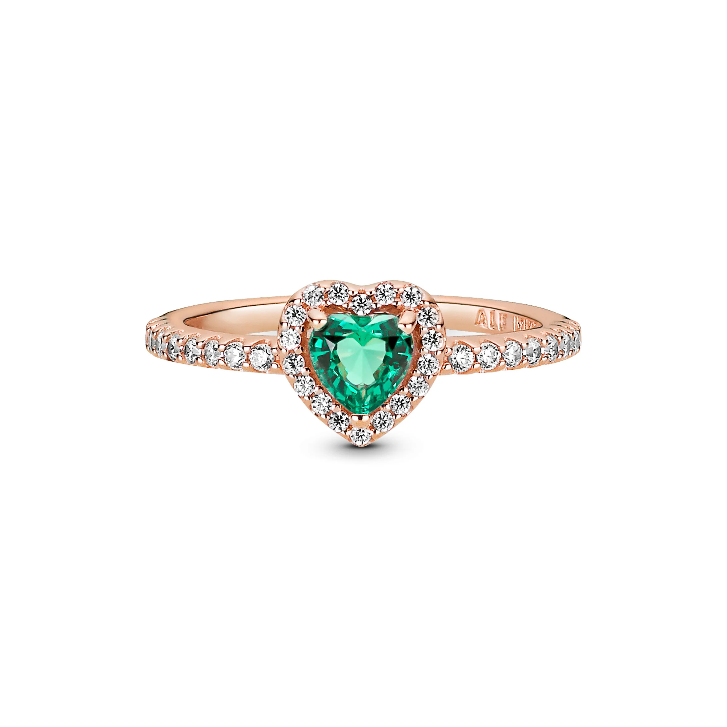 Heart 14K Rose Gold-Plated Ring With Green Crystal And Clear Cubic Zirconia - Image 4