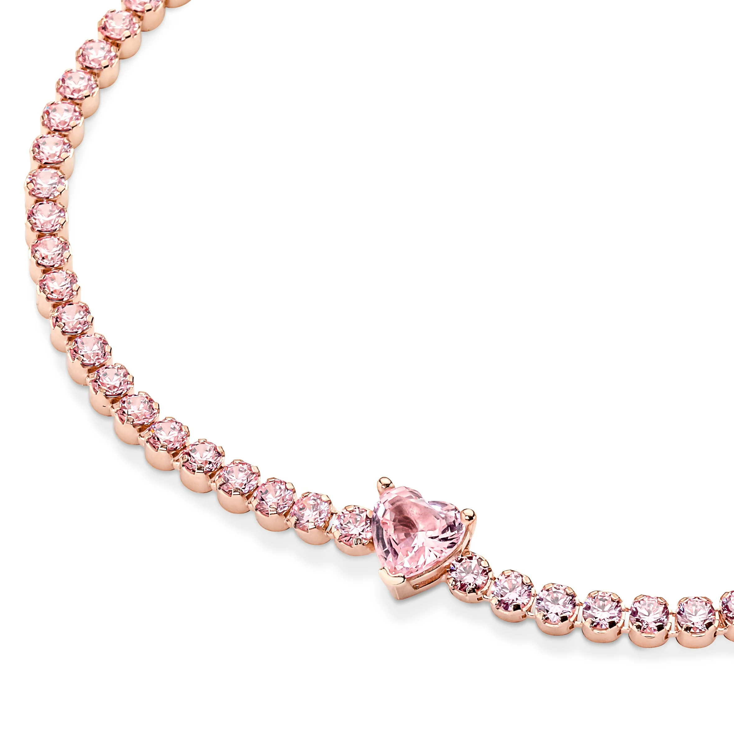 Heart 14K Rose Gold-Plated Tennis Bracelet With Orchid Pink Crystal - Image 8