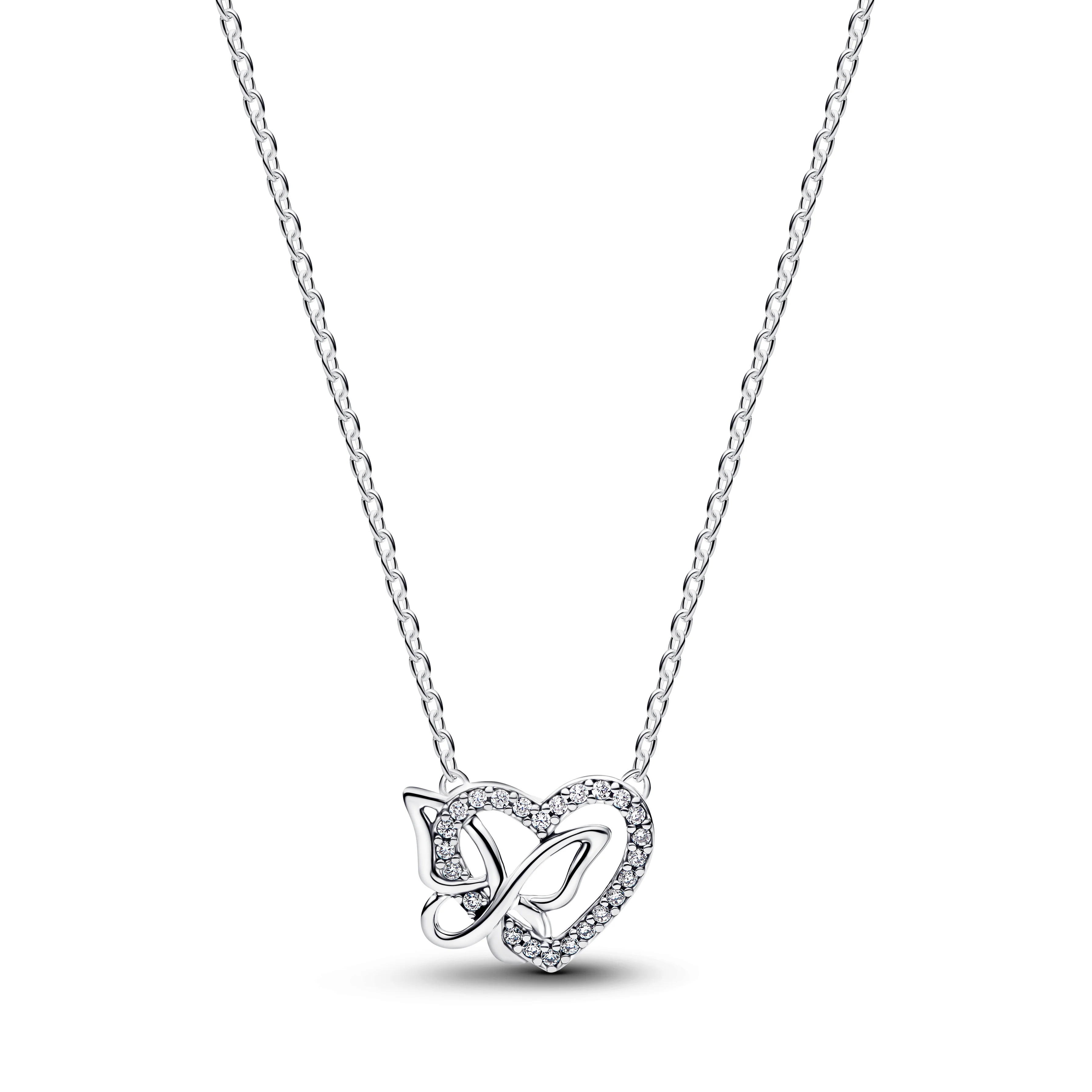 Heart And Butterfly Sterling Silver Collier With Clear Cubic Zirconia - Image 2