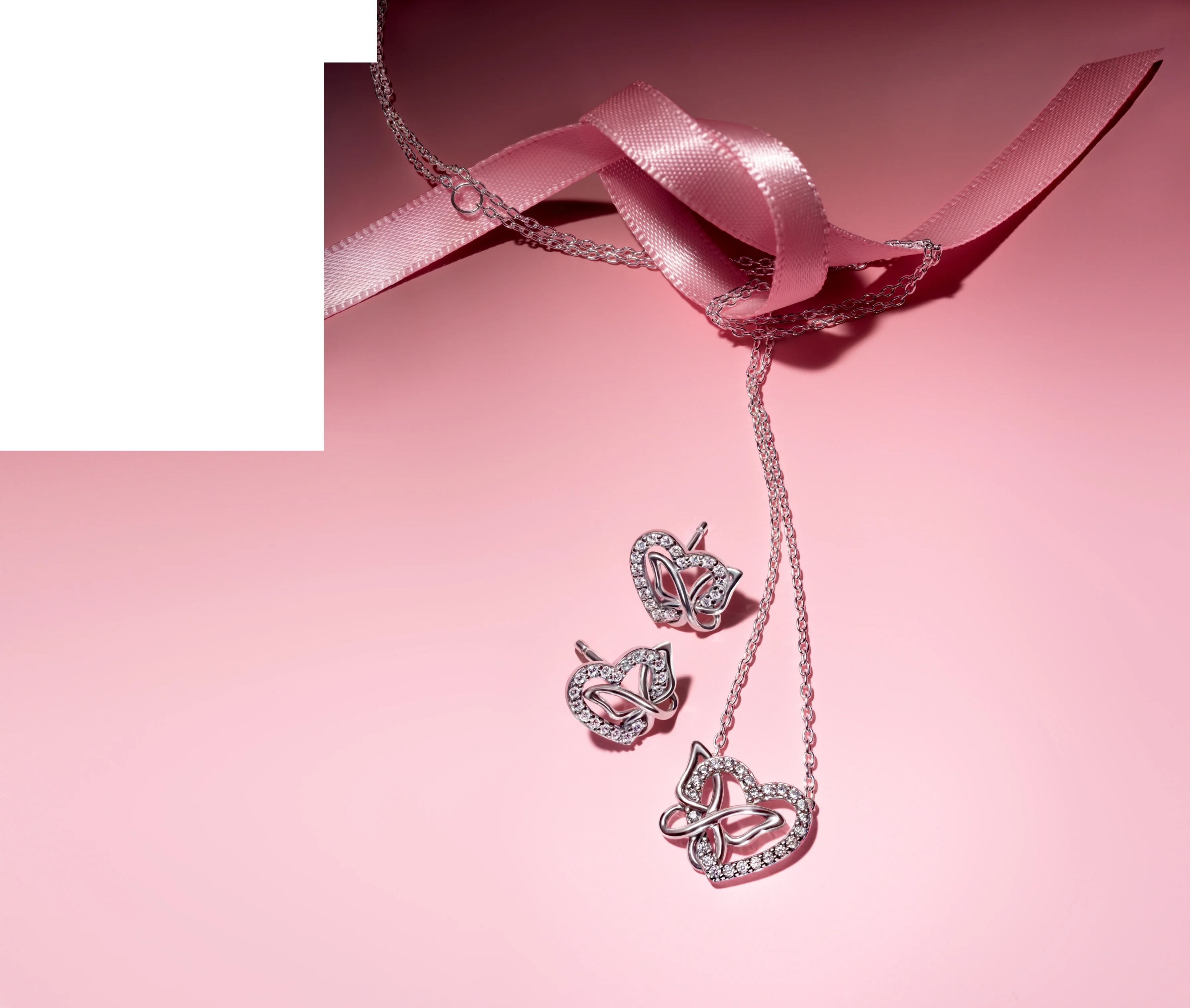 Heart And Butterfly Sterling Silver Collier With Clear Cubic Zirconia - Image 4