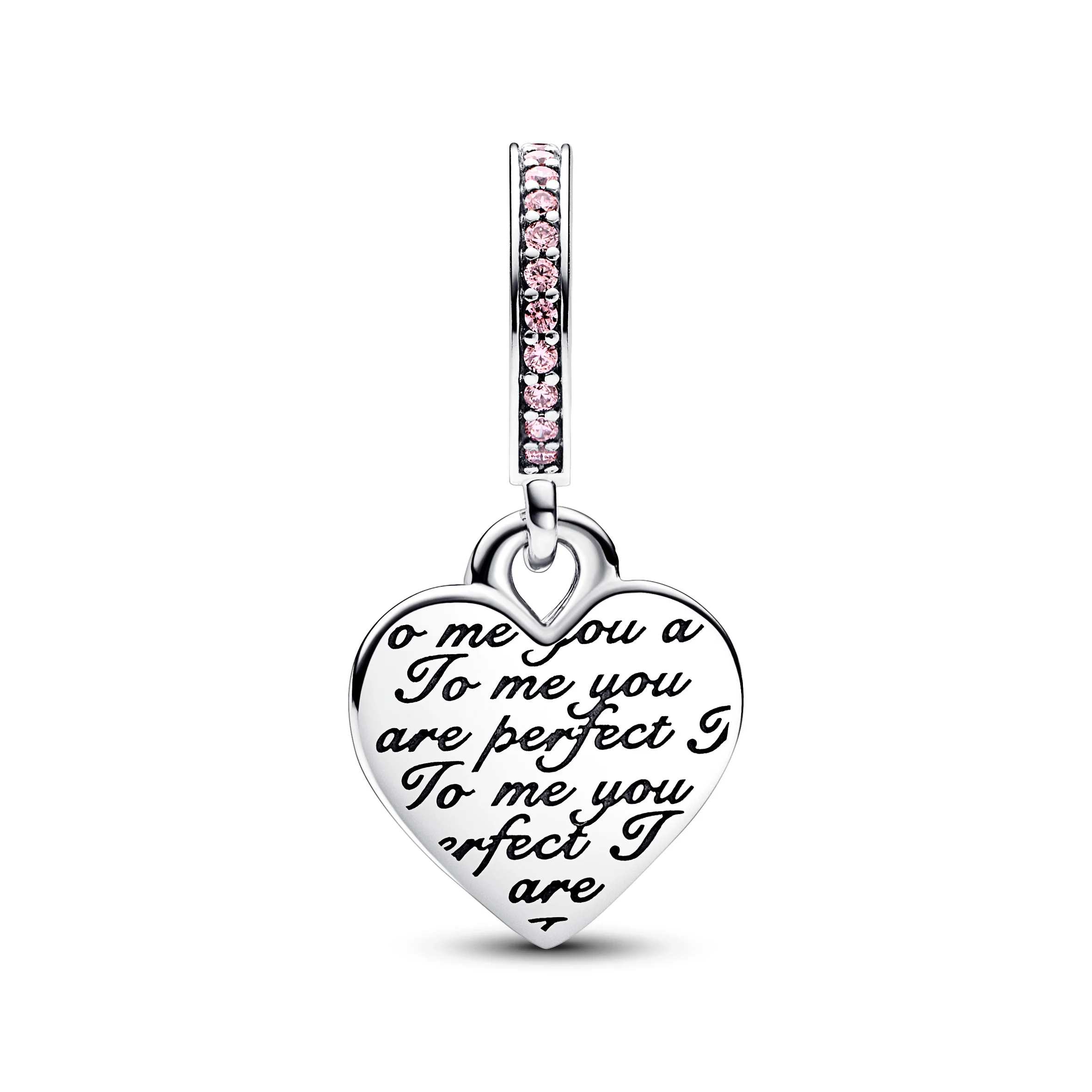 Heart Sterling Silver And 14K Rose Gold-Plated Double Dangle With Fancy Fairy Tale Pink Cubic Zirconia - Image 4