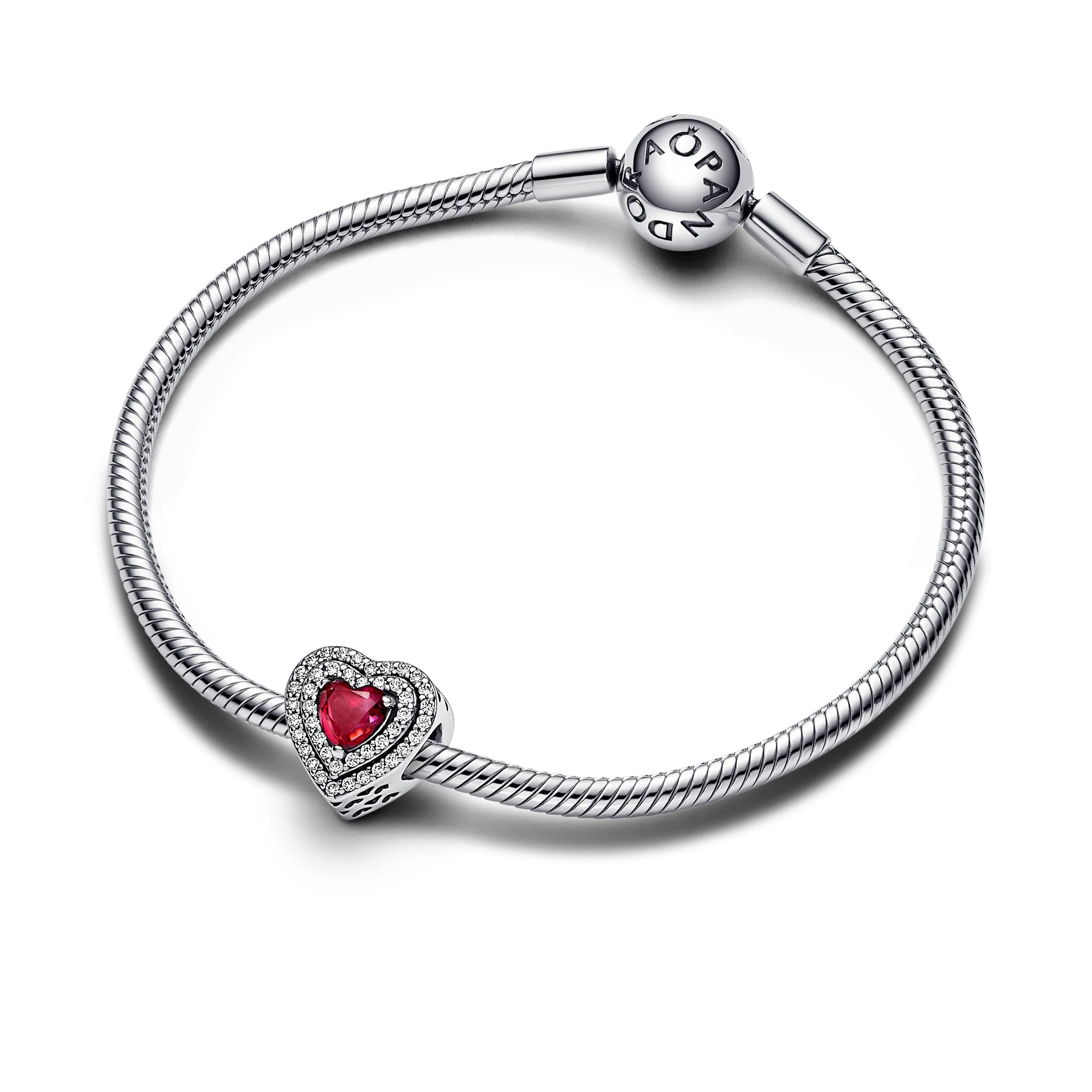 Heart Sterling Silver Charm With Cherries Jubilee Red Crystal And Clear Cubic Zirconia - Image 4