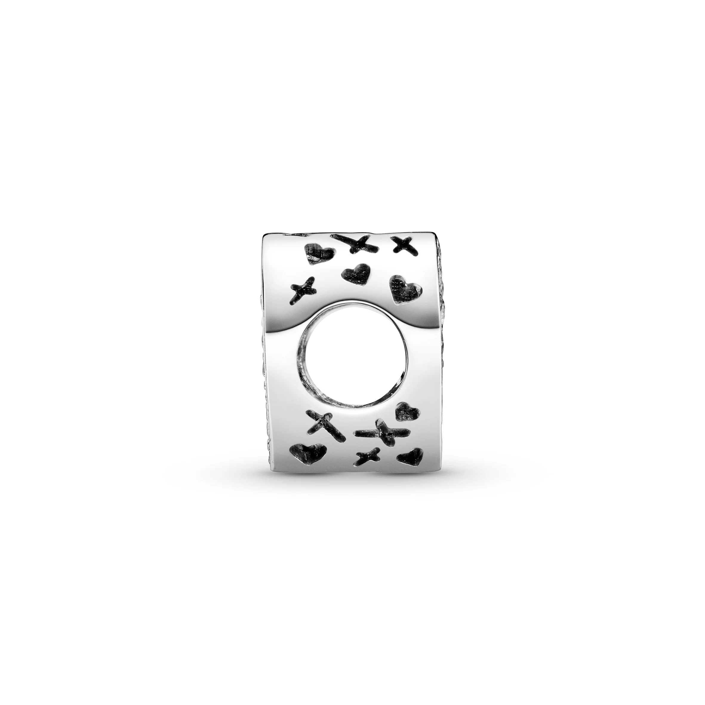 Heart Sterling Silver Charm With Clear Cubic Zirconia - Image 4