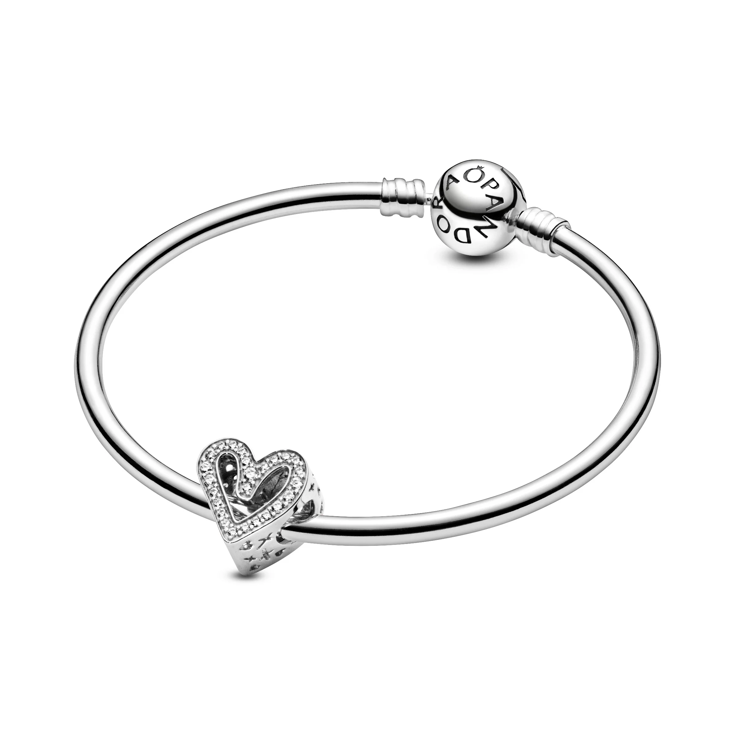Heart Sterling Silver Charm With Clear Cubic Zirconia - Image 6