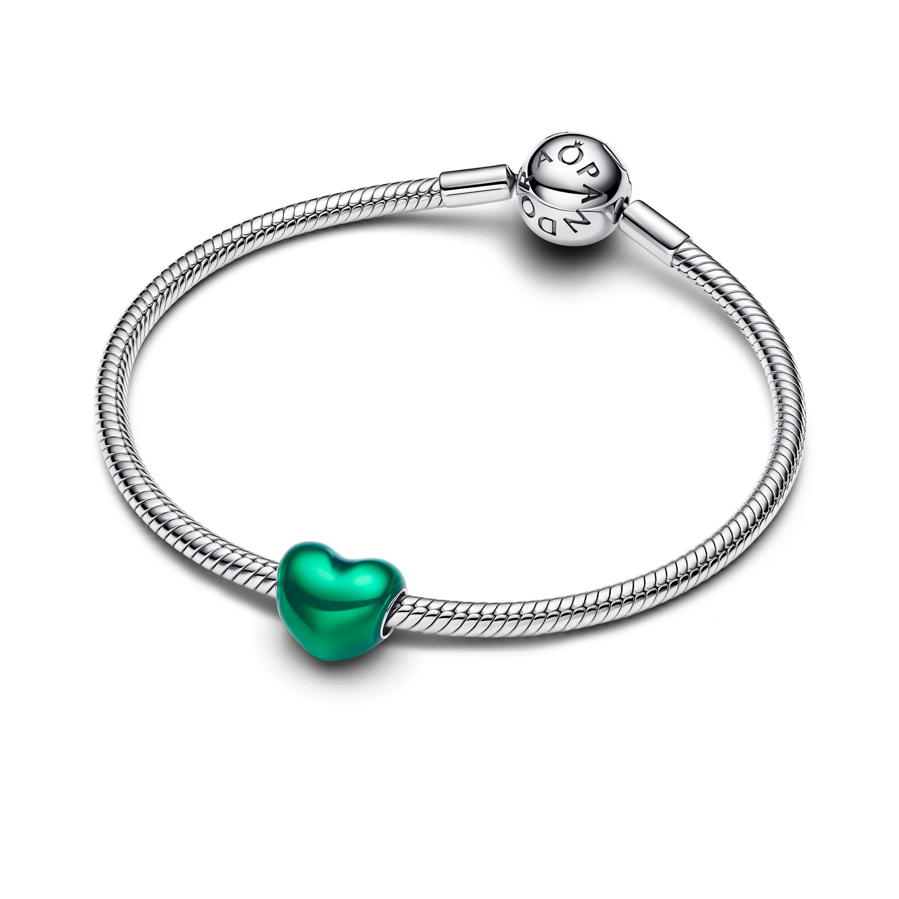 Heart Sterling Silver Charm With Transparent Green Enamel - Image 4