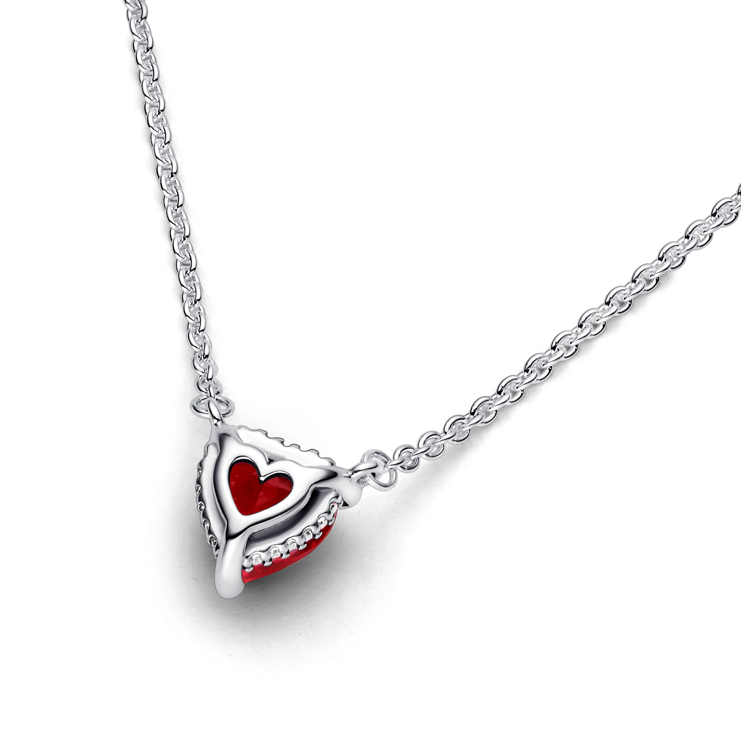 Heart Sterling Silver Collier With Cherries Jubilee Red Crystal And Clear Cubic Zirconia - Image 5