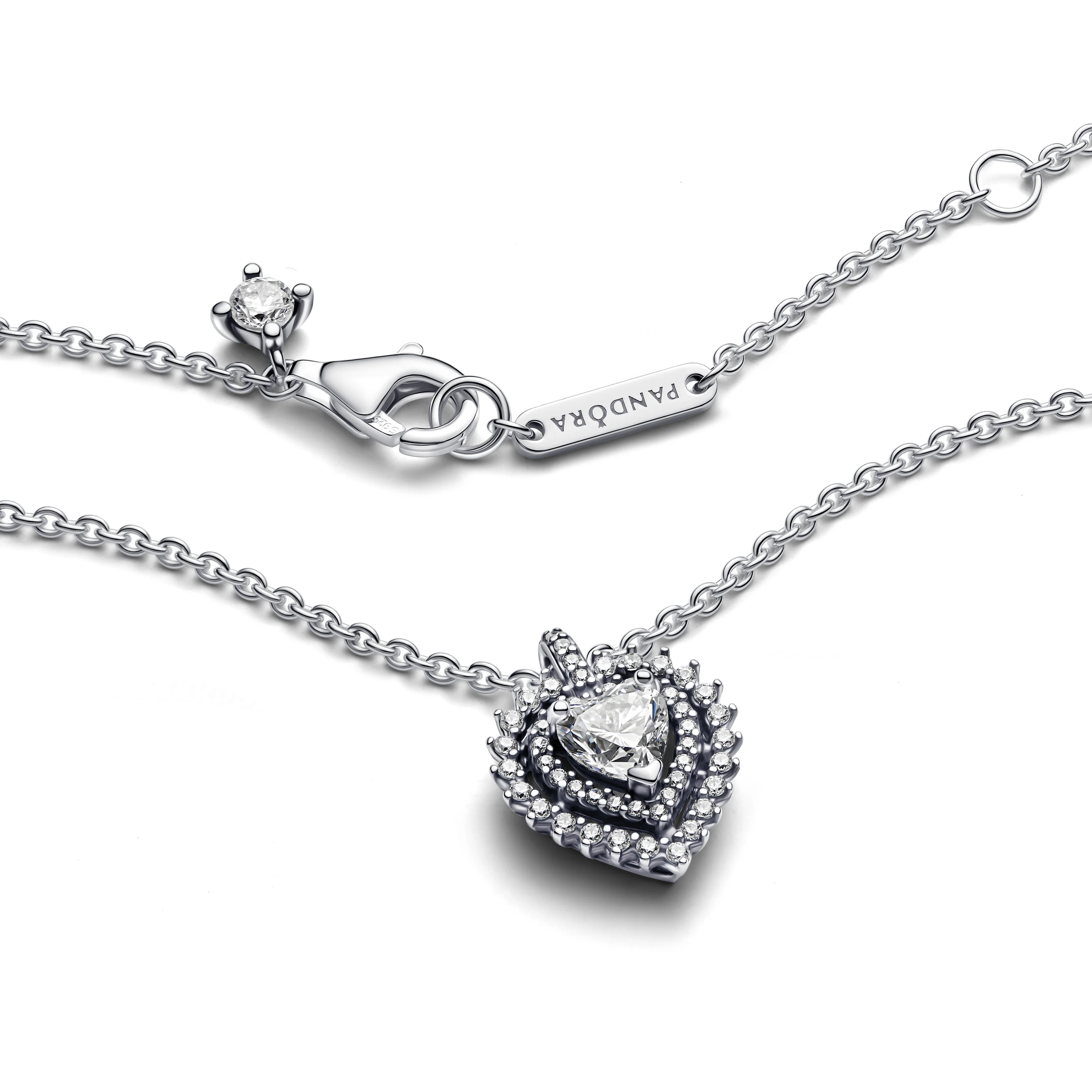 Heart Sterling Silver Collier With Clear Cubic Zirconia - Image 5