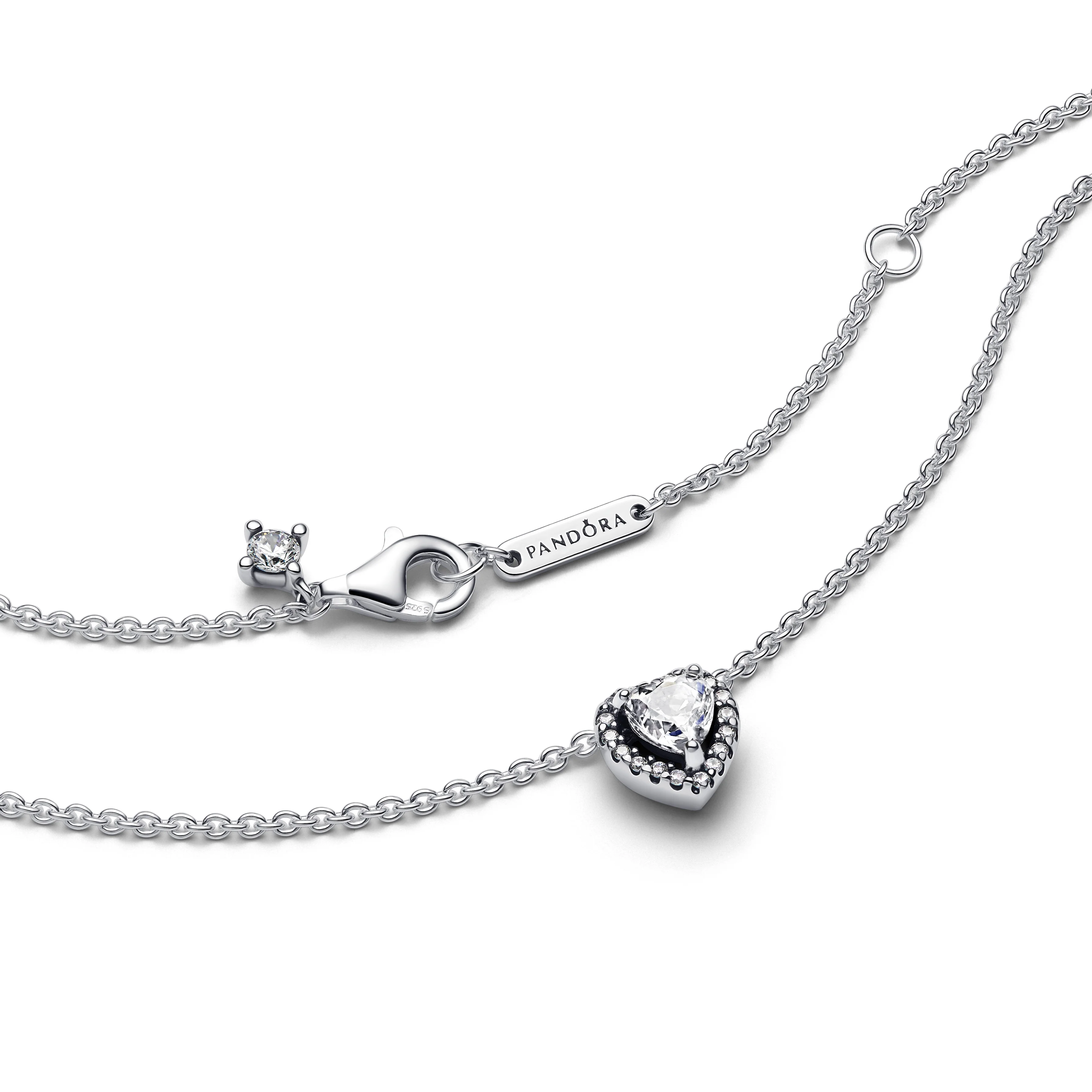 Heart Sterling Silver Collier With Clear Cubic Zirconia - Image 5