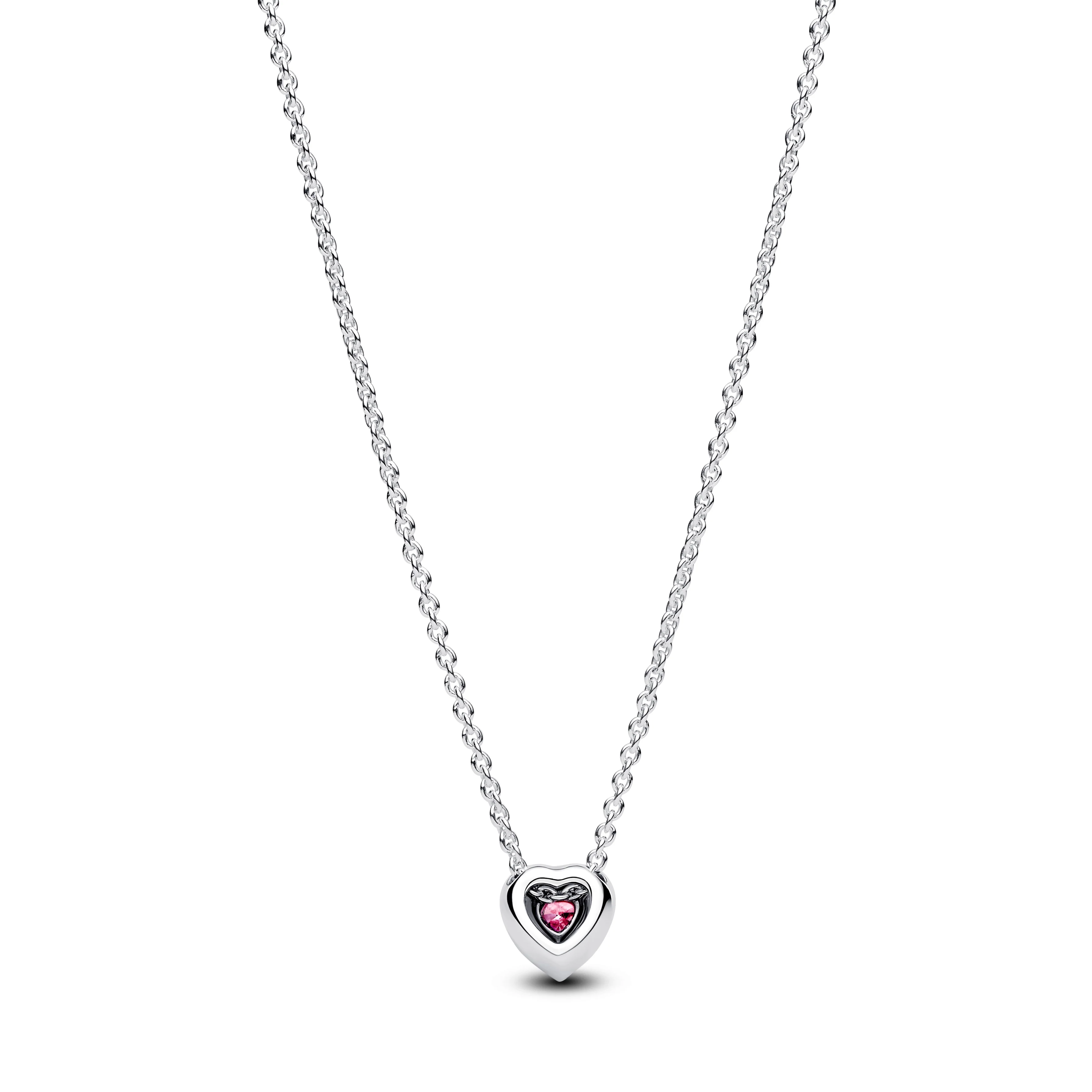 Heart Sterling Silver Collier With Fancy Pink And Clear Cubic Zirconia - Image 3