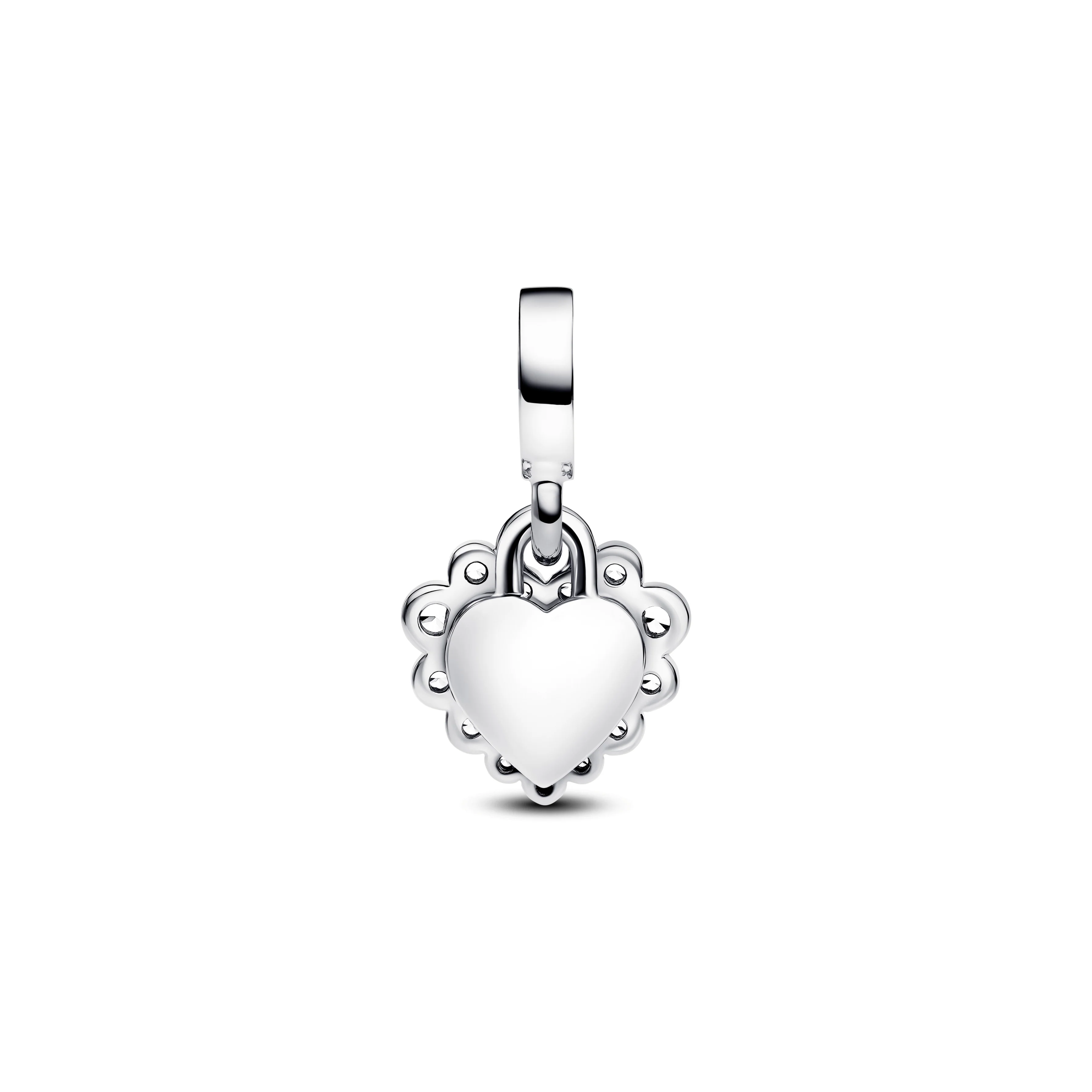 Heart Sterling Silver Double Dangle With Clear Cubic Zirconia And Transparent Resin - Image 3