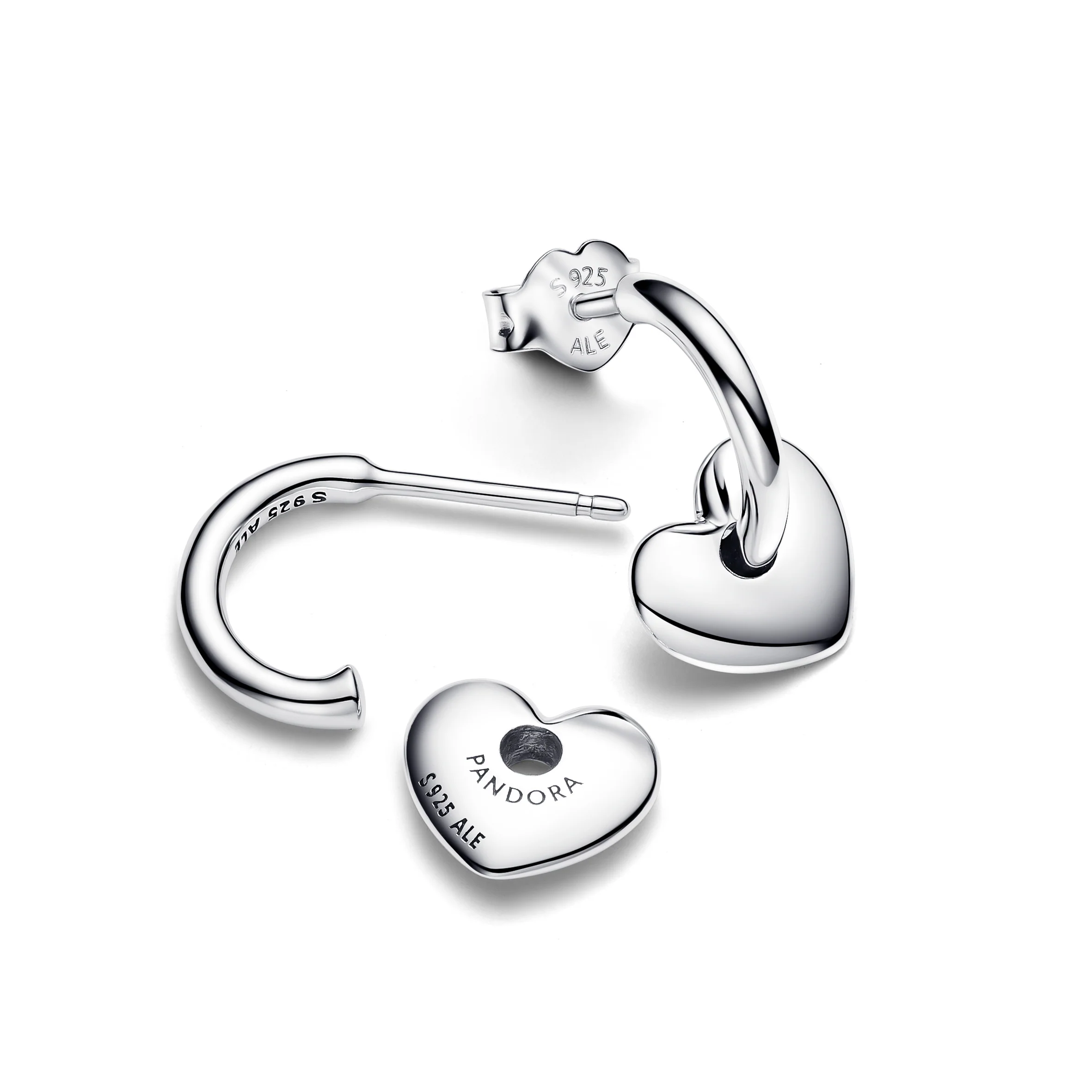 Heart Sterling Silver Hoop Earrings - Image 2