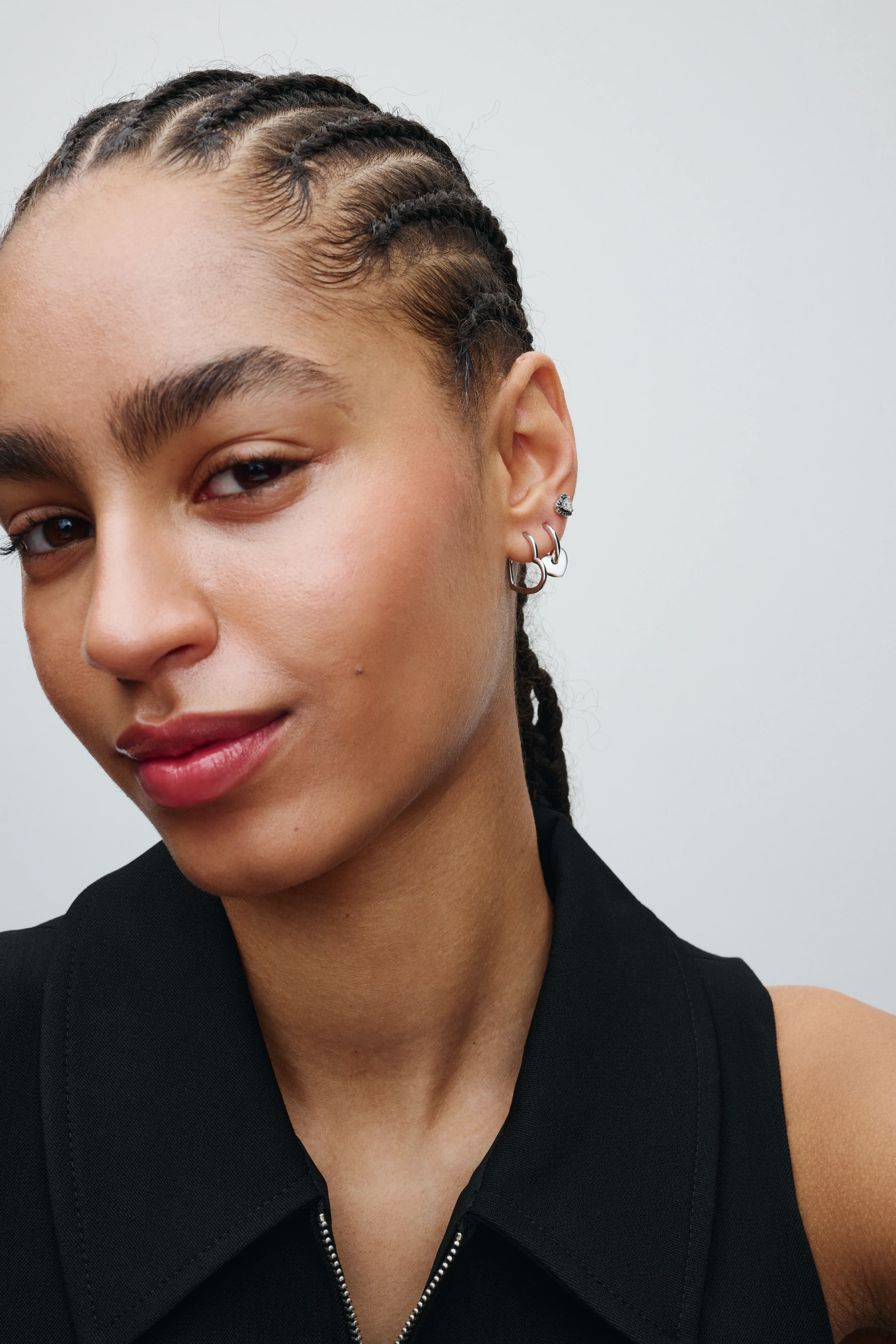 Heart Sterling Silver Hoop Earrings - Image 4