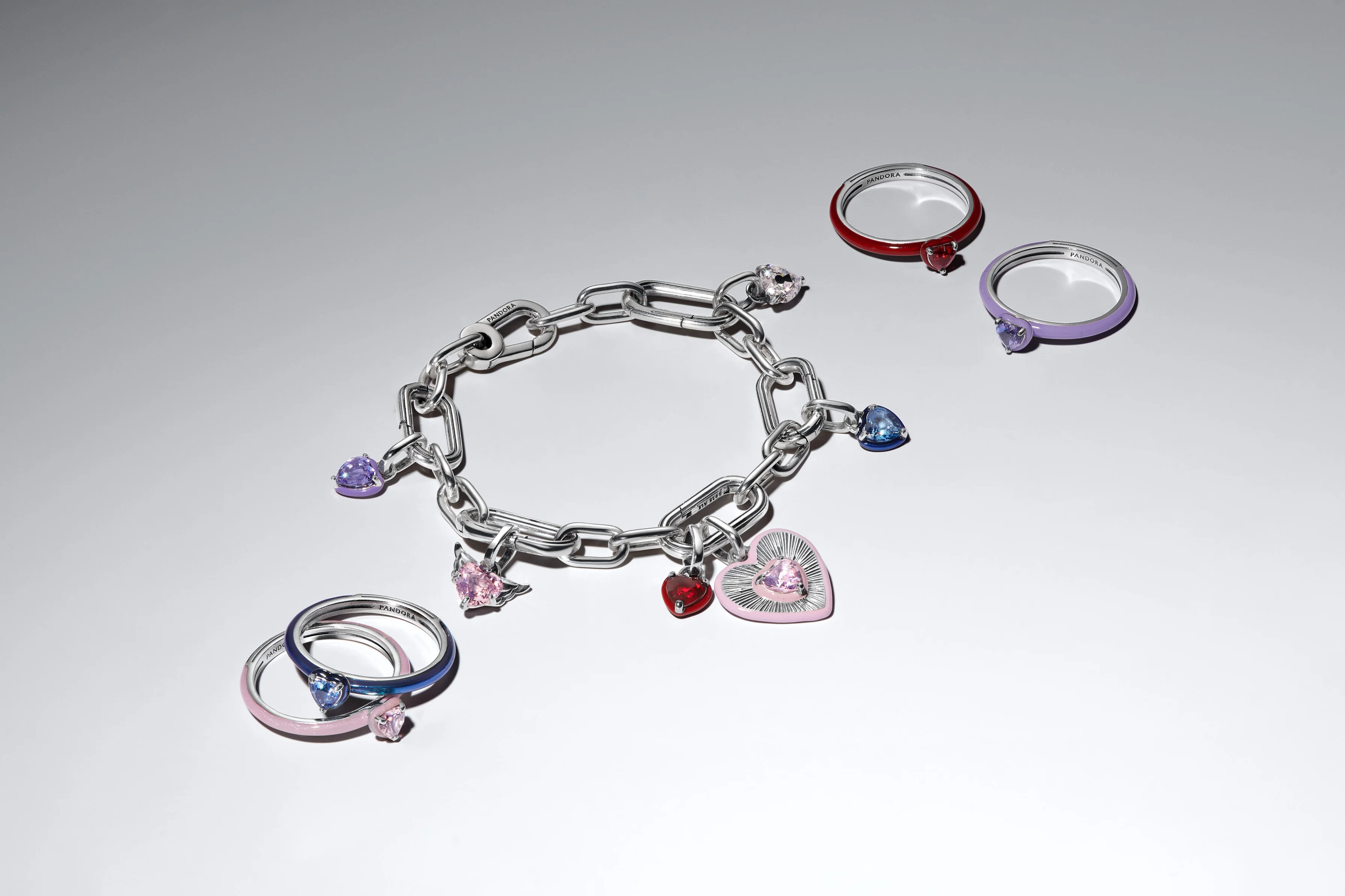 Heart Sterling Silver Medallion With Orchid Pink Crystal And Pink Enamel - Image 4