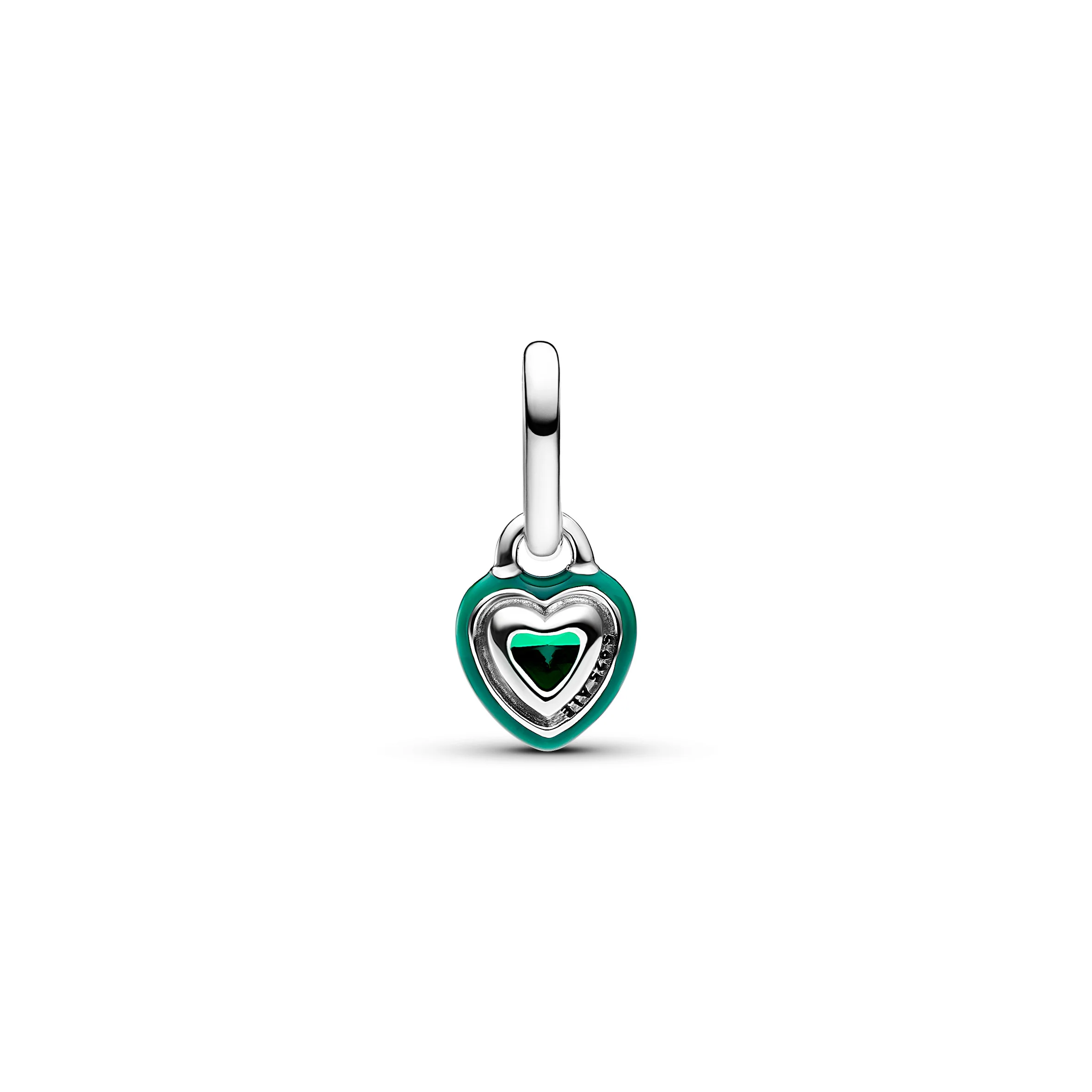 Heart Sterling Silver Mini Dangle With Green Crystal And Green Enamel - Image 3
