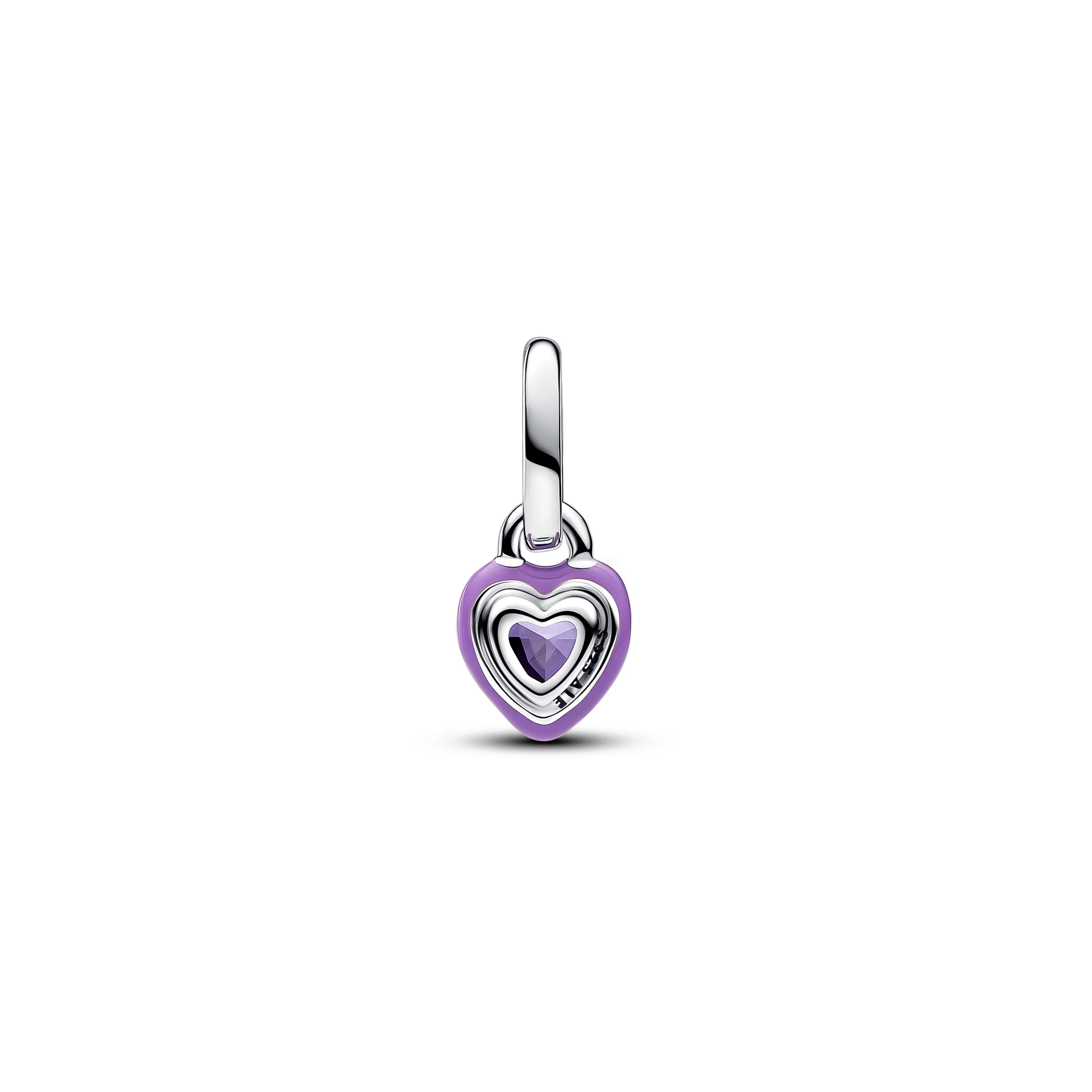 Heart Sterling Silver Mini Dangle With Royal Purple Crystal And Purple Enamel - Image 2