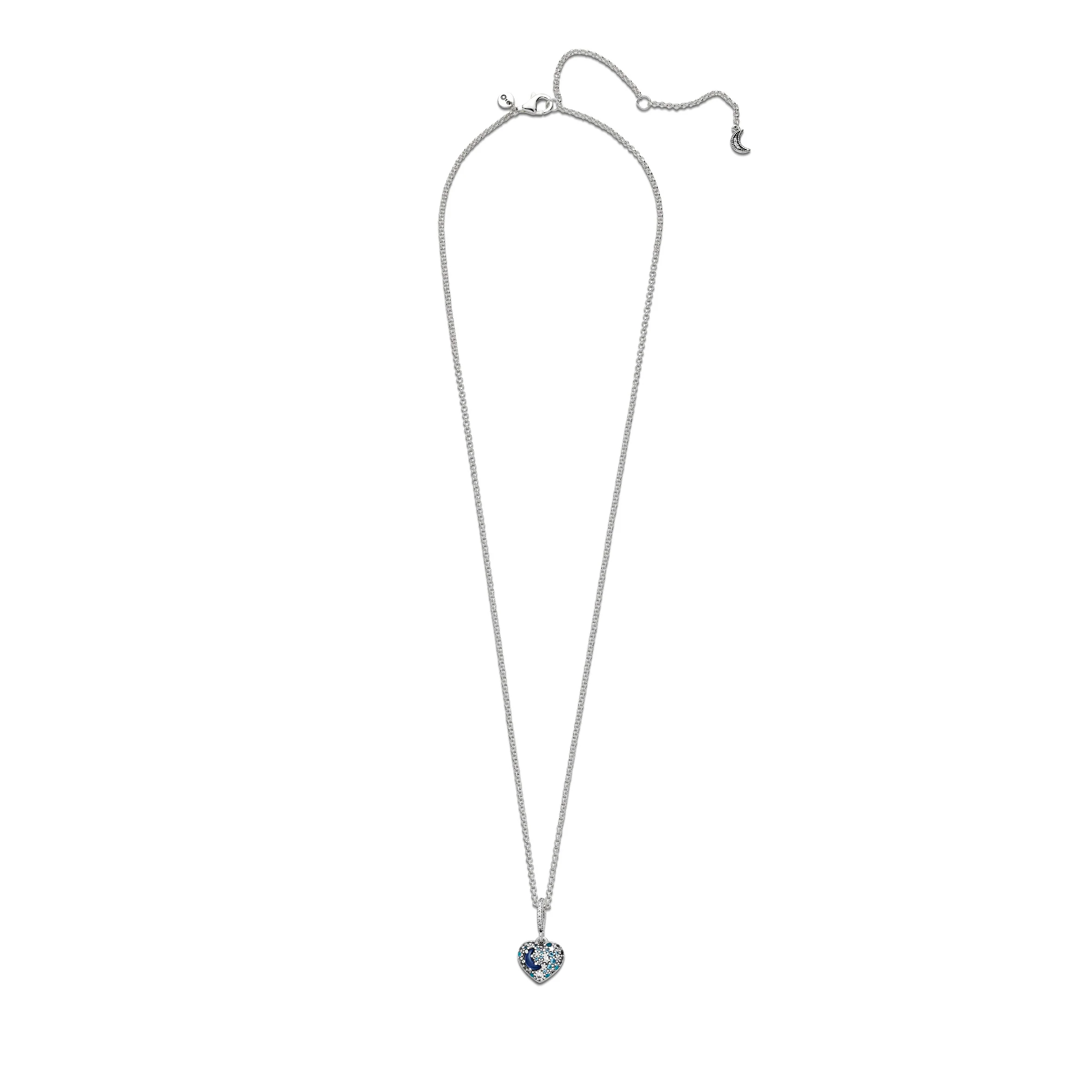 Heart Sterling Silver Necklace With Skylight Blue, Icy Blue Crystal And Clear Cubic Zirconia - Image 4