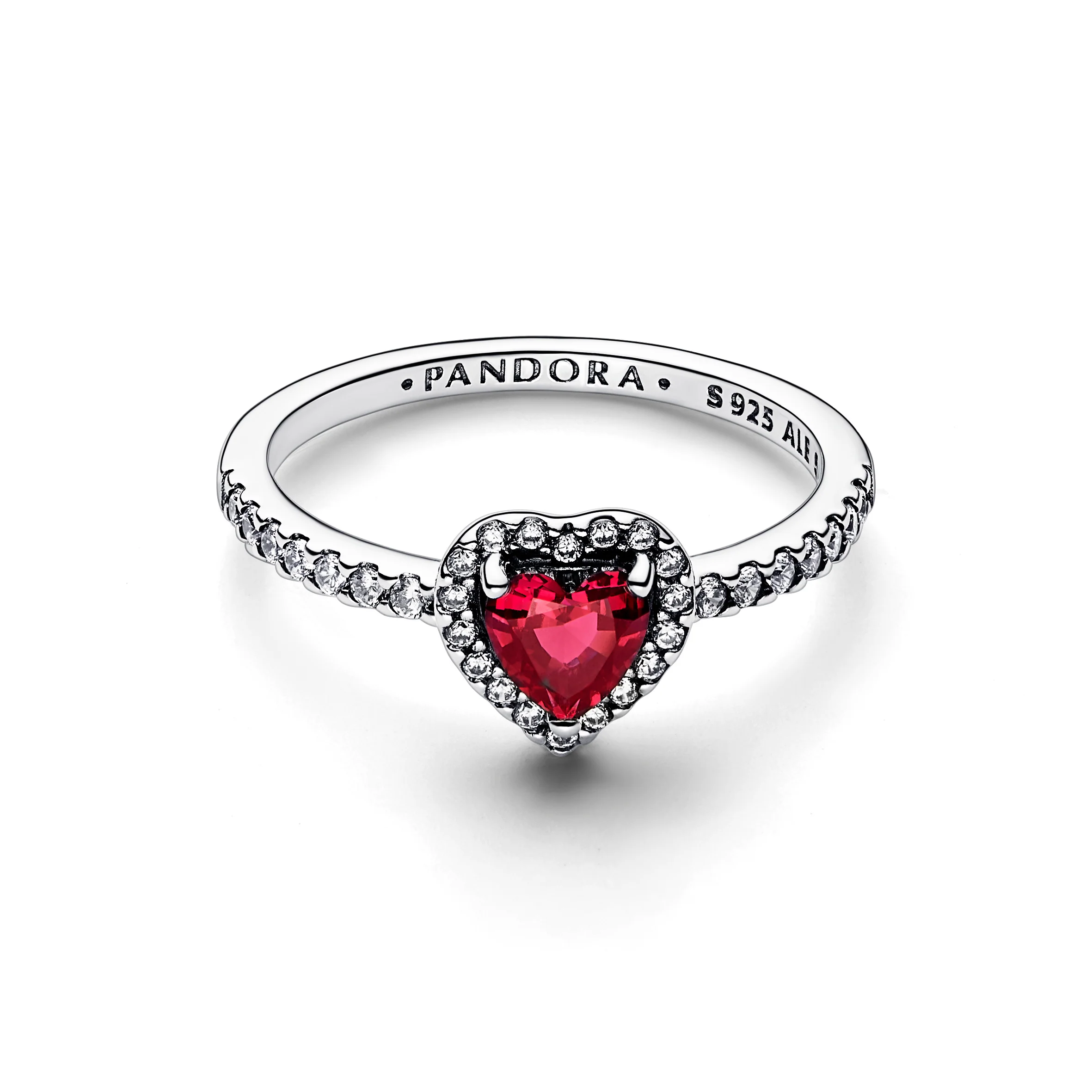 Heart Sterling Silver Ring With Cherries Jubilee Red Crystal And Clear Cubic Zirconia - Image 4