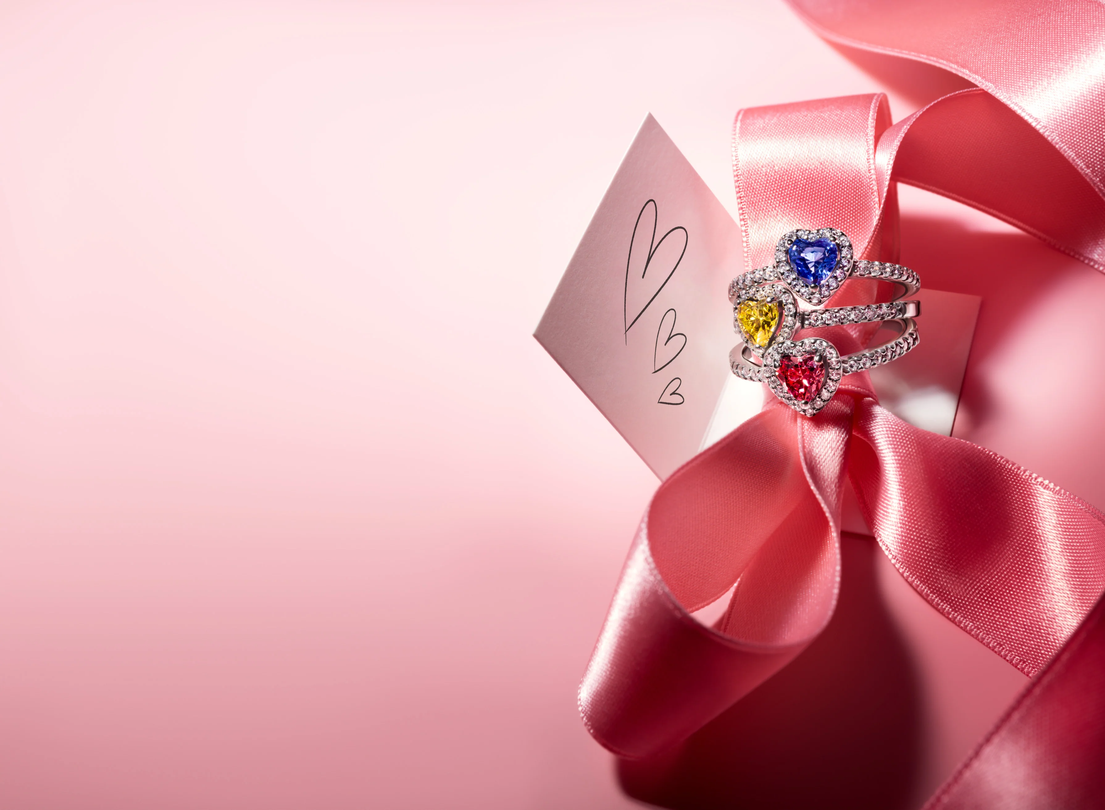 Heart Sterling Silver Ring With Cornflower Blue Crystal And Clear Cubic Zirconia - Image 3