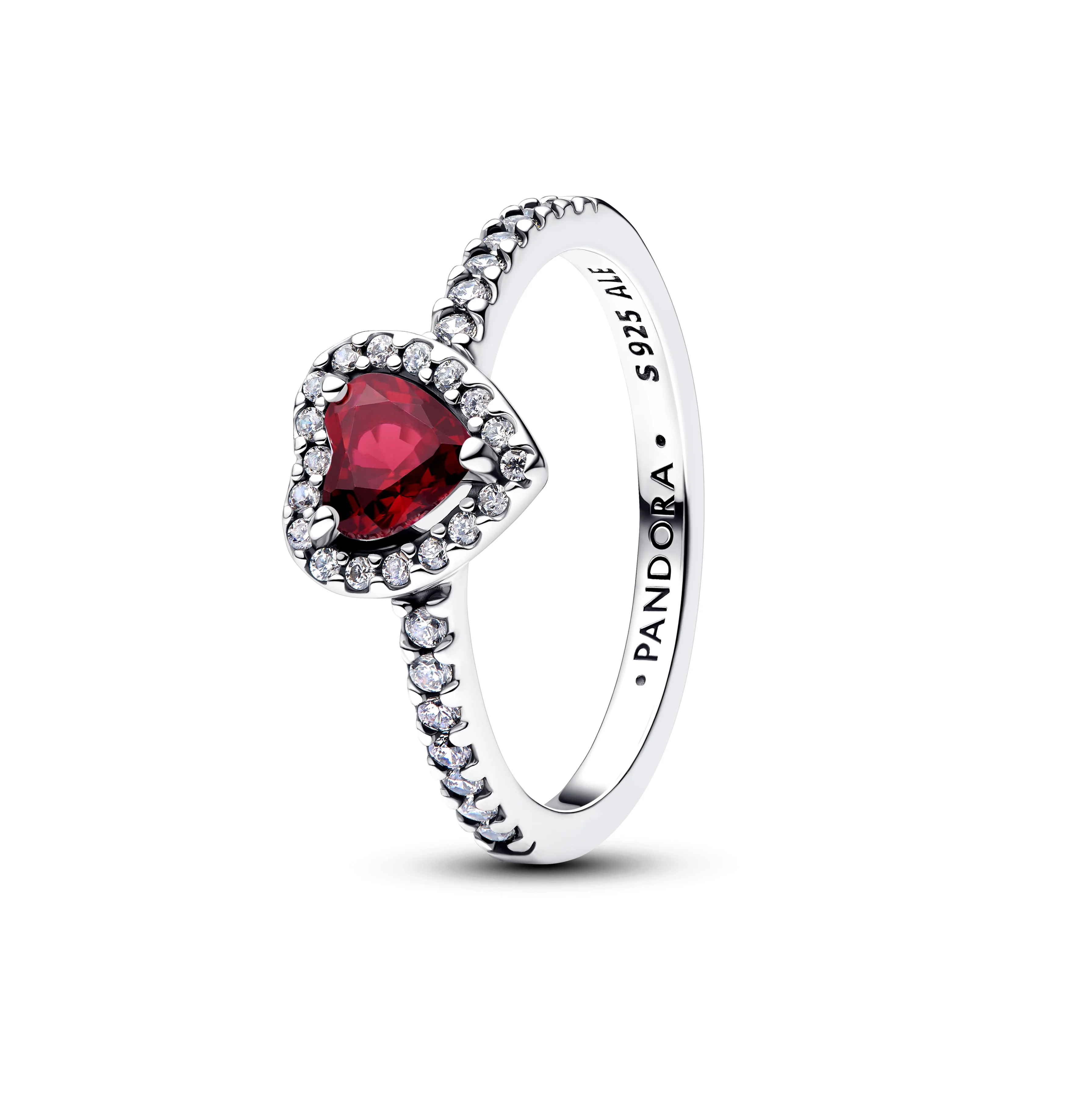Heart Sterling Silver Ring With Fuchsia Rose Crystal And Clear Cubic Zirconia - Image 2
