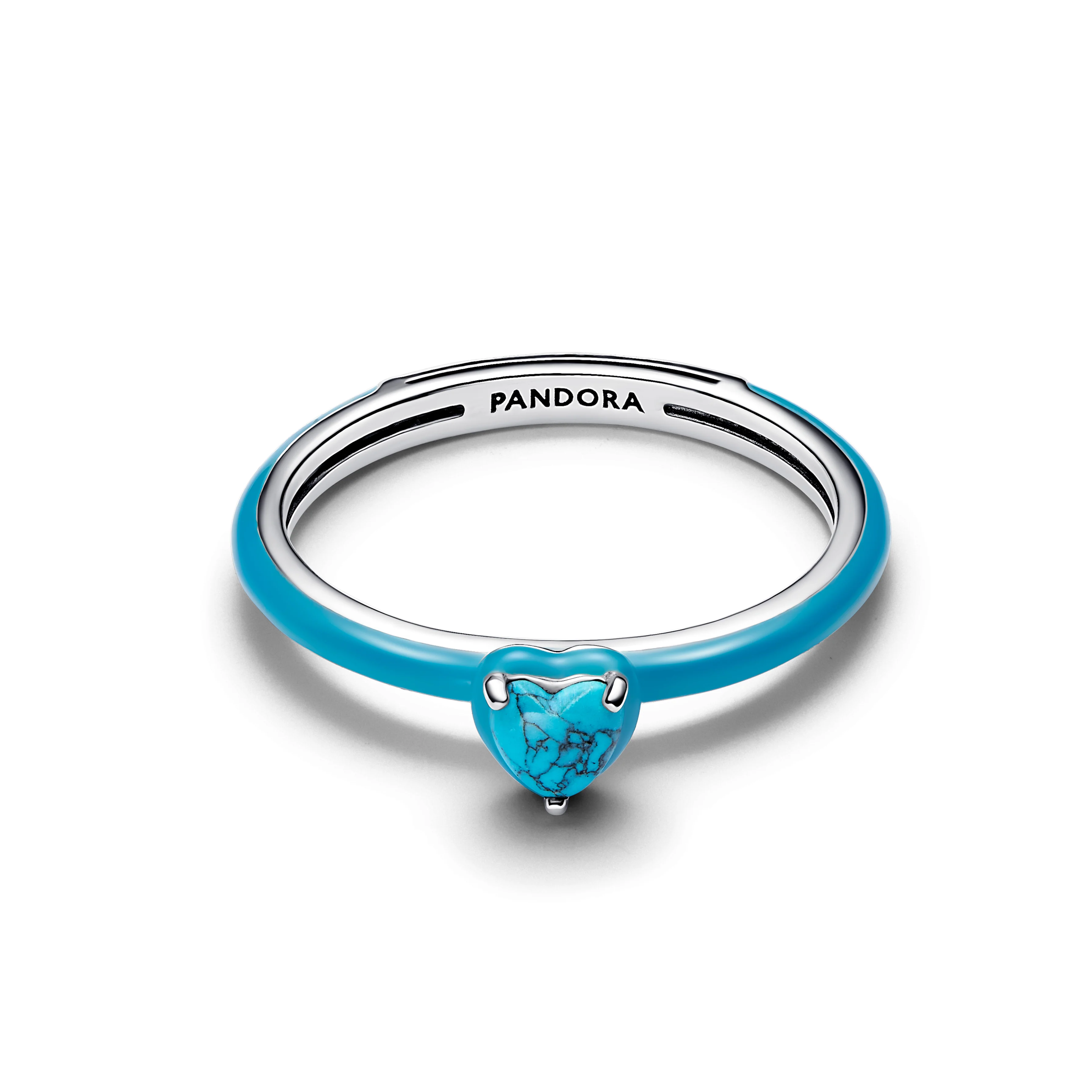 Heart Sterling Silver Ring With Imitation Turquoise And Turquoise Enamel - Image 3