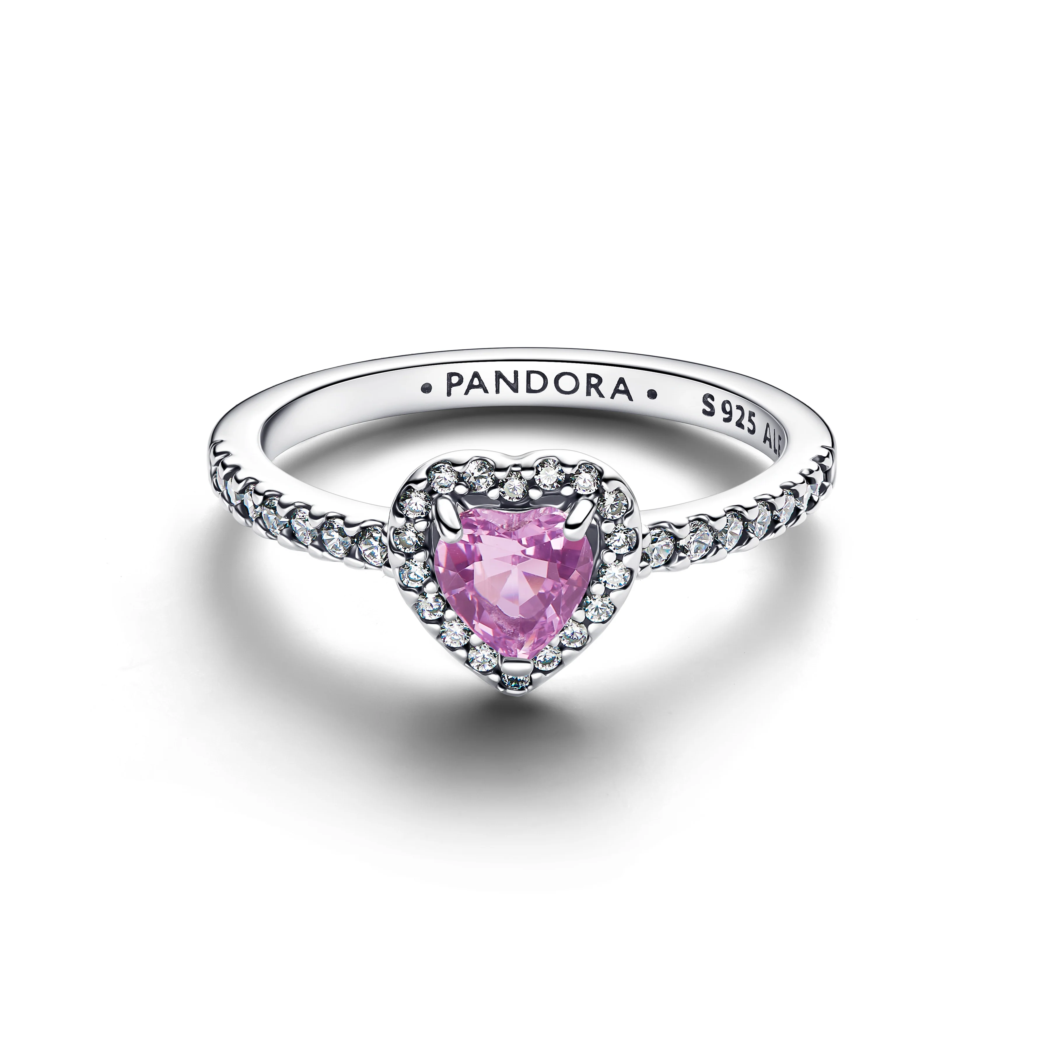 Heart Sterling Silver Ring With Light Purple Crystal And Clear Cubic Zirconia - Image 2