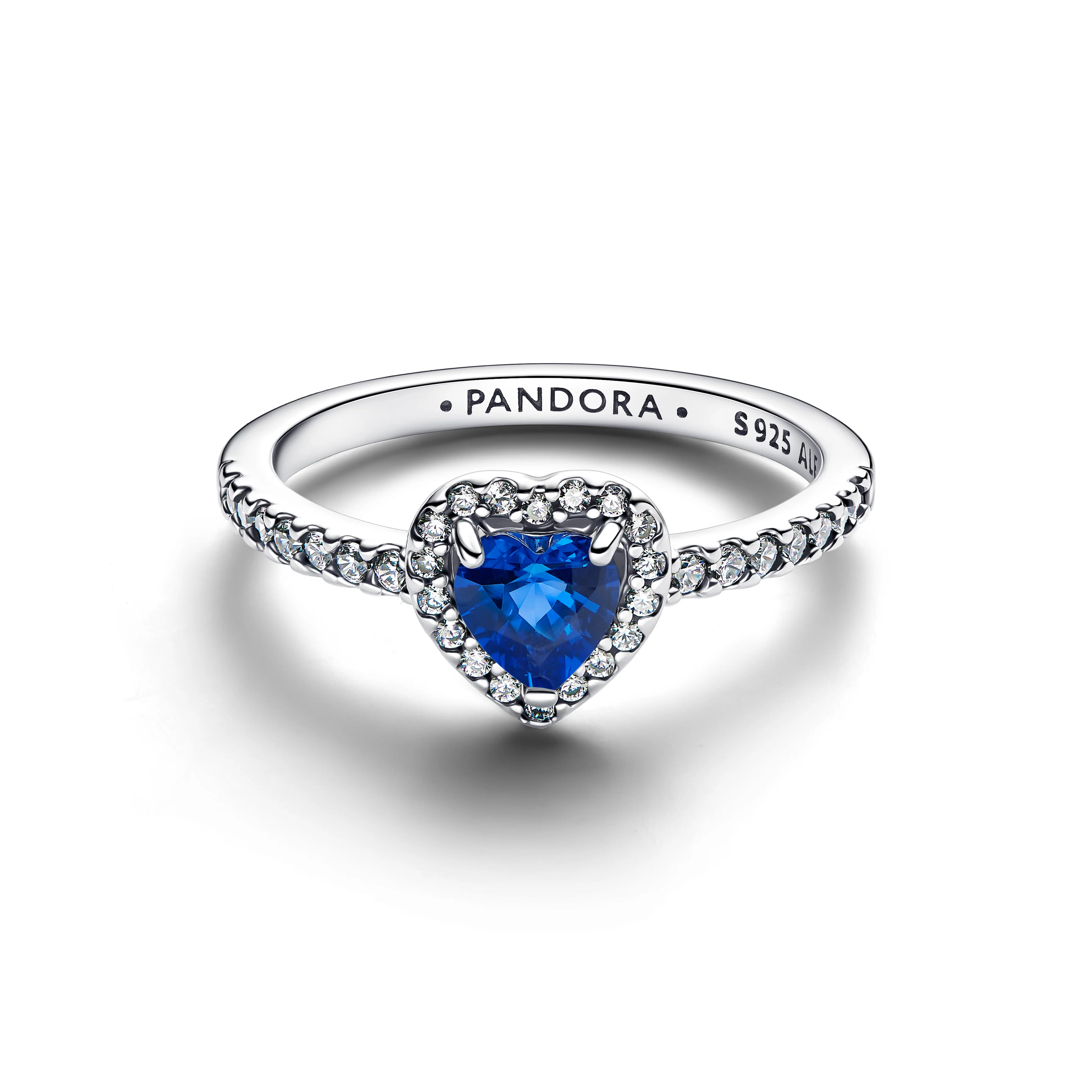 Heart Sterling Silver Ring With Princess Blue Crystal And Clear Cubic Zirconia - Image 2