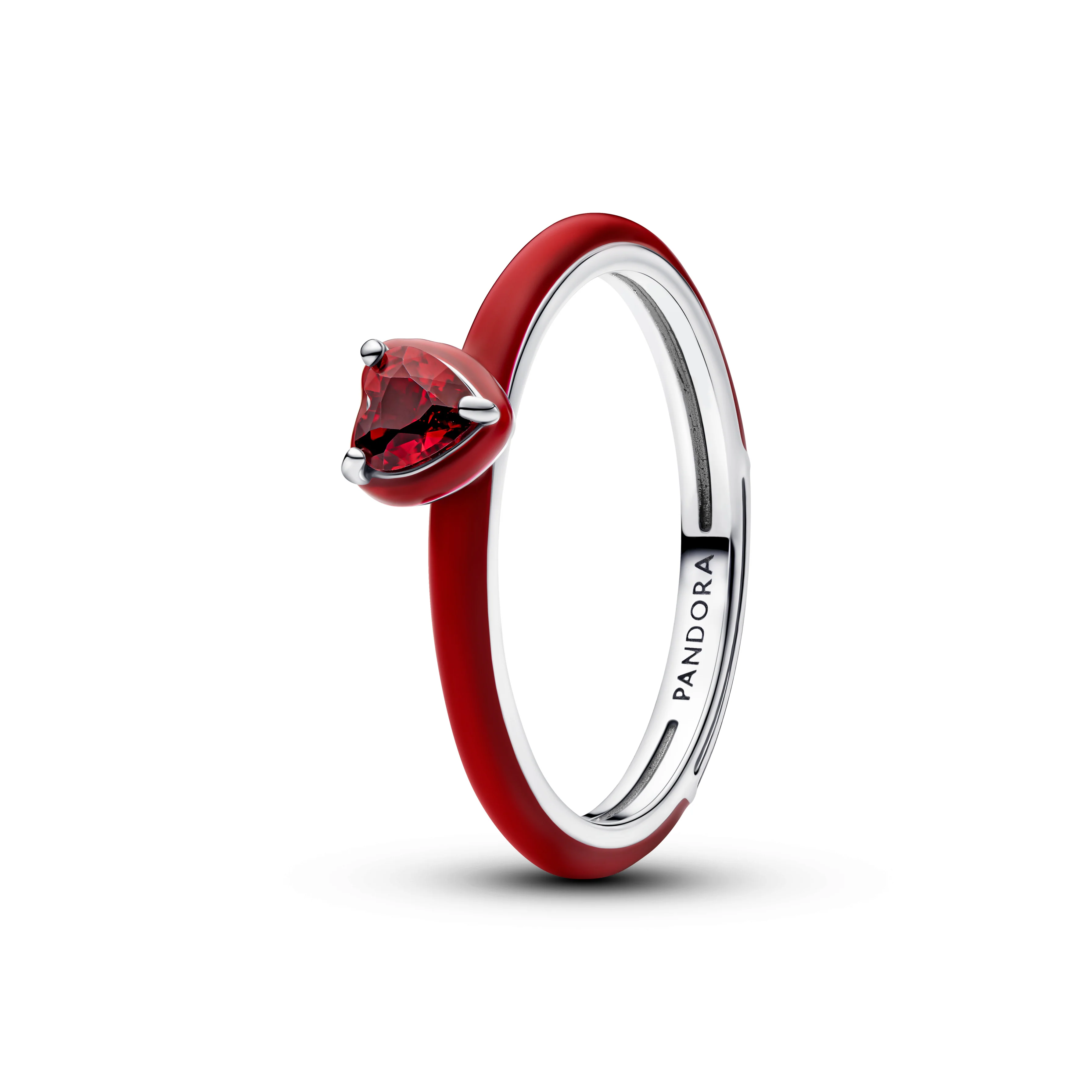Heart Sterling Silver Ring With Salsa Red Crystal And Red Enamel - Image 3