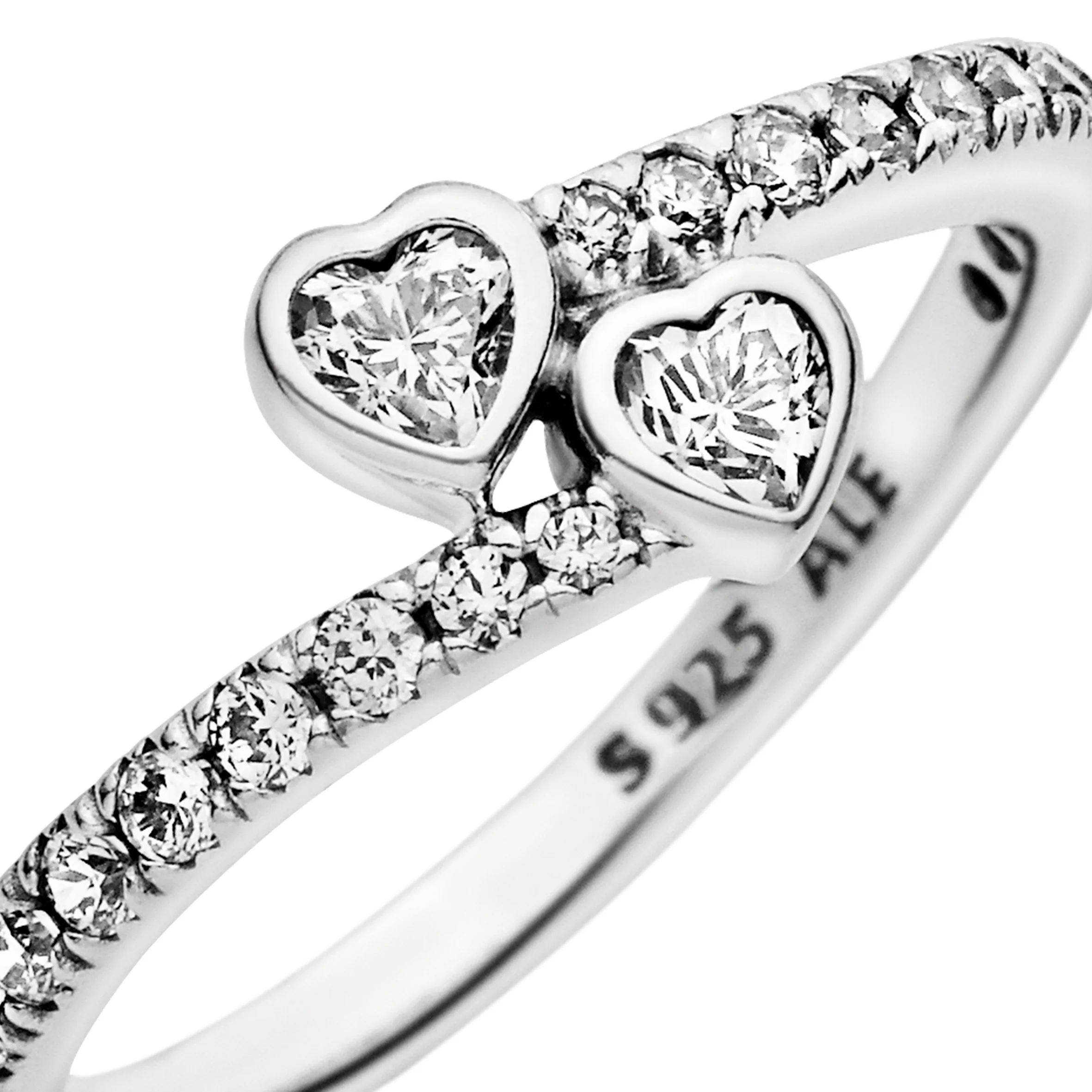 Hearts Silver Ring With Clear Cubic Zirconia - Image 3