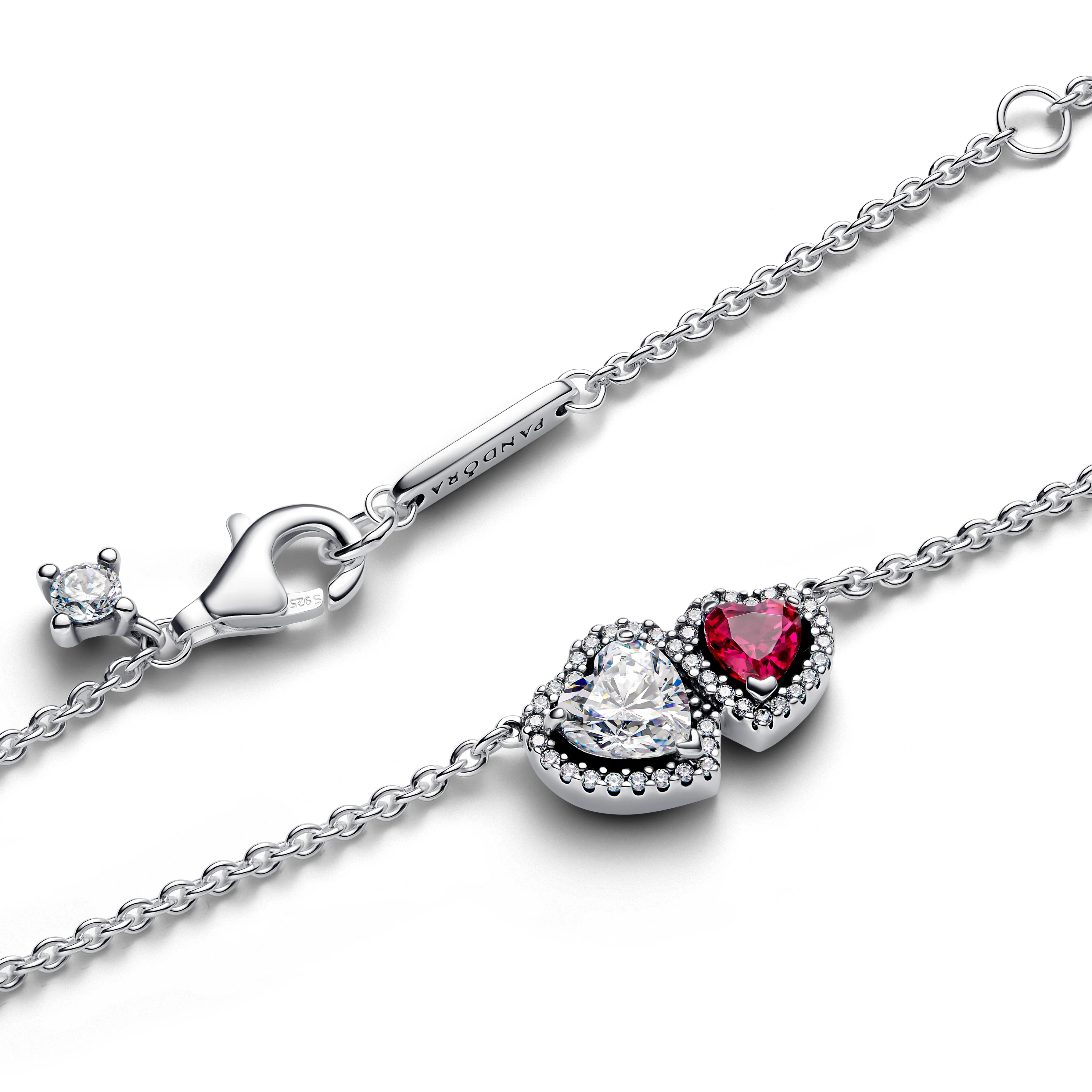 Hearts Sterling Silver Collier With Cherries Jubilee Red Crystal And Clear Cubic Zirconia - Image 5