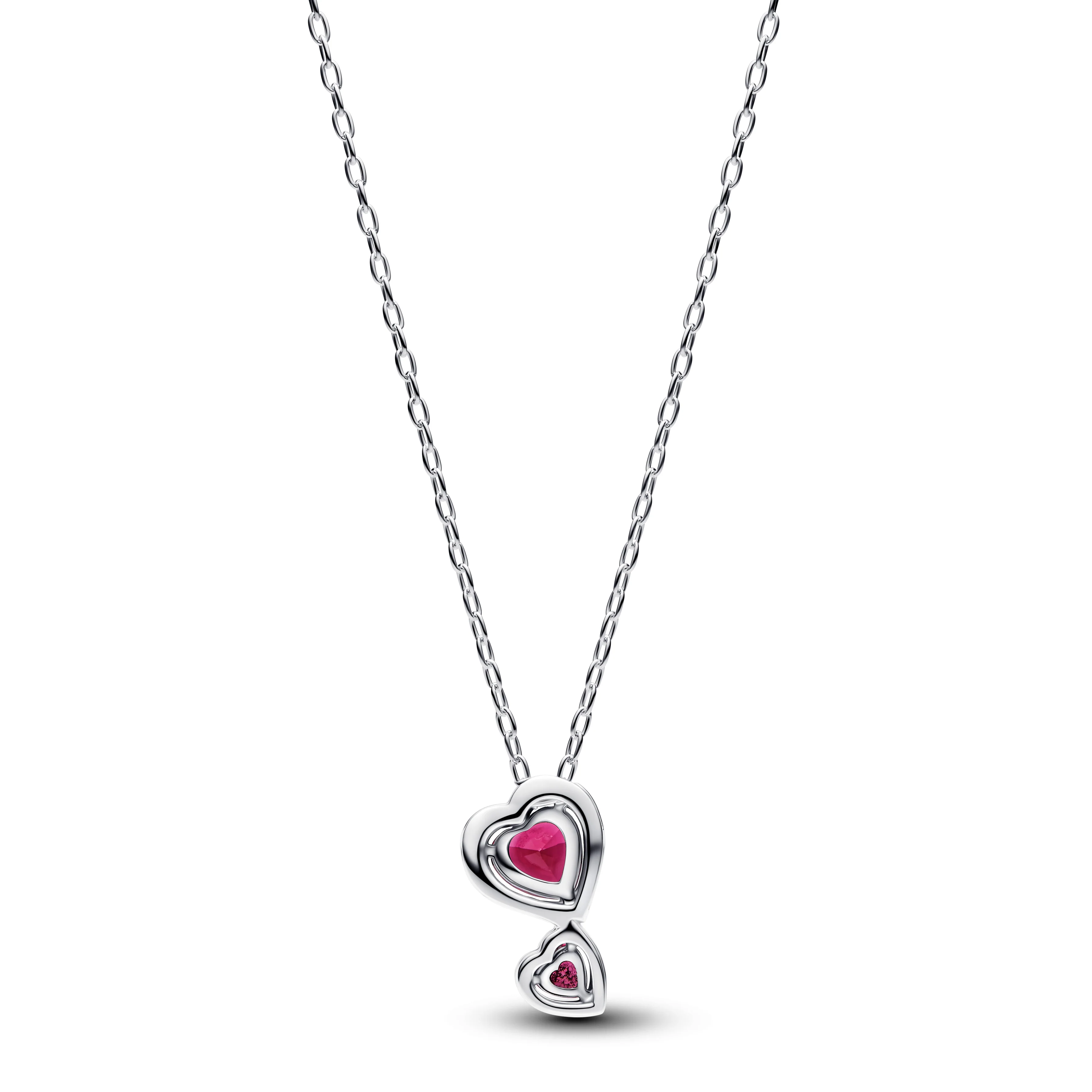 Hearts Sterling Silver Pendant Necklace With Cherries Jubilee Red Crystal And Clear Cubic Zirconia - Image 5