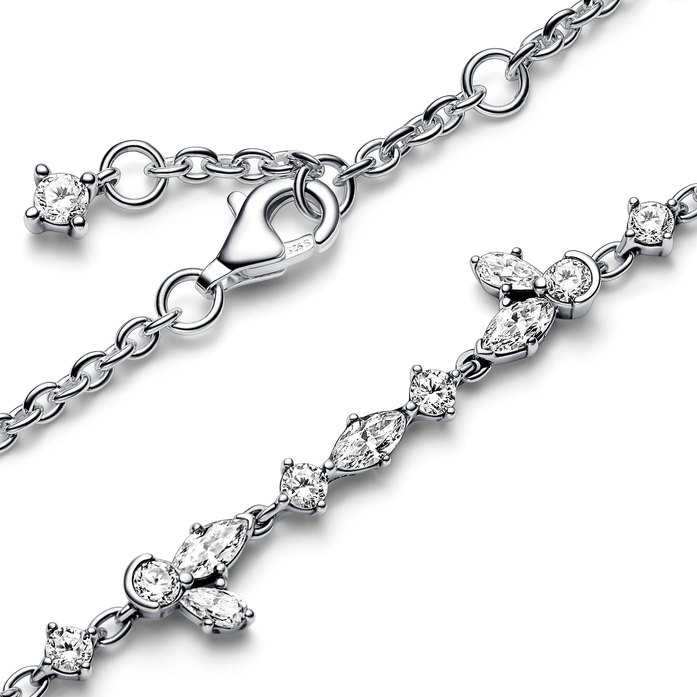Herbarium Cluster Sterling Silver Bracelet With Clear Cubic Zirconia - Image 4