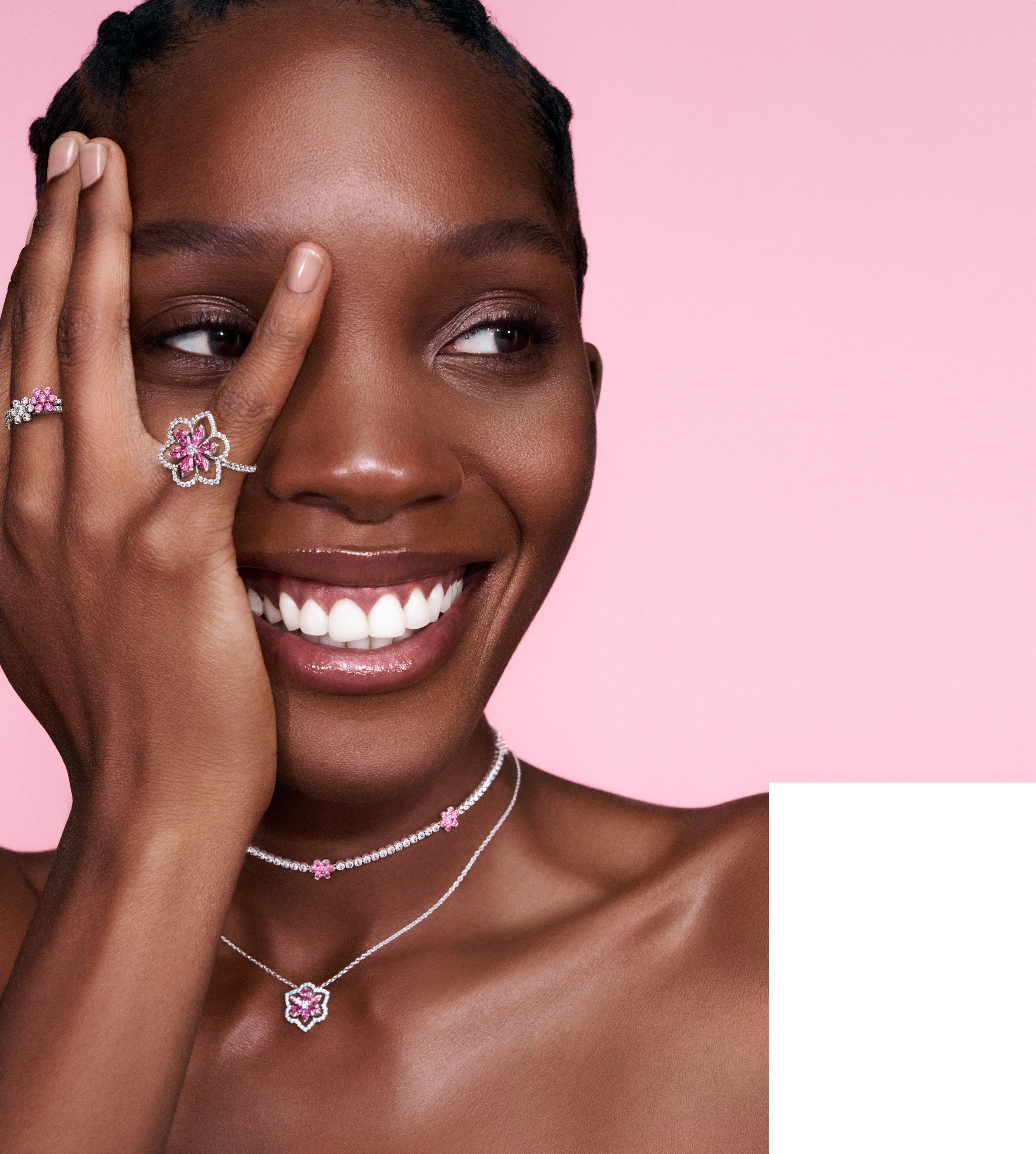 Herbarium Cluster Sterling Silver Collier With Fancy Pink And Clear Cubic Zirconia - Image 4