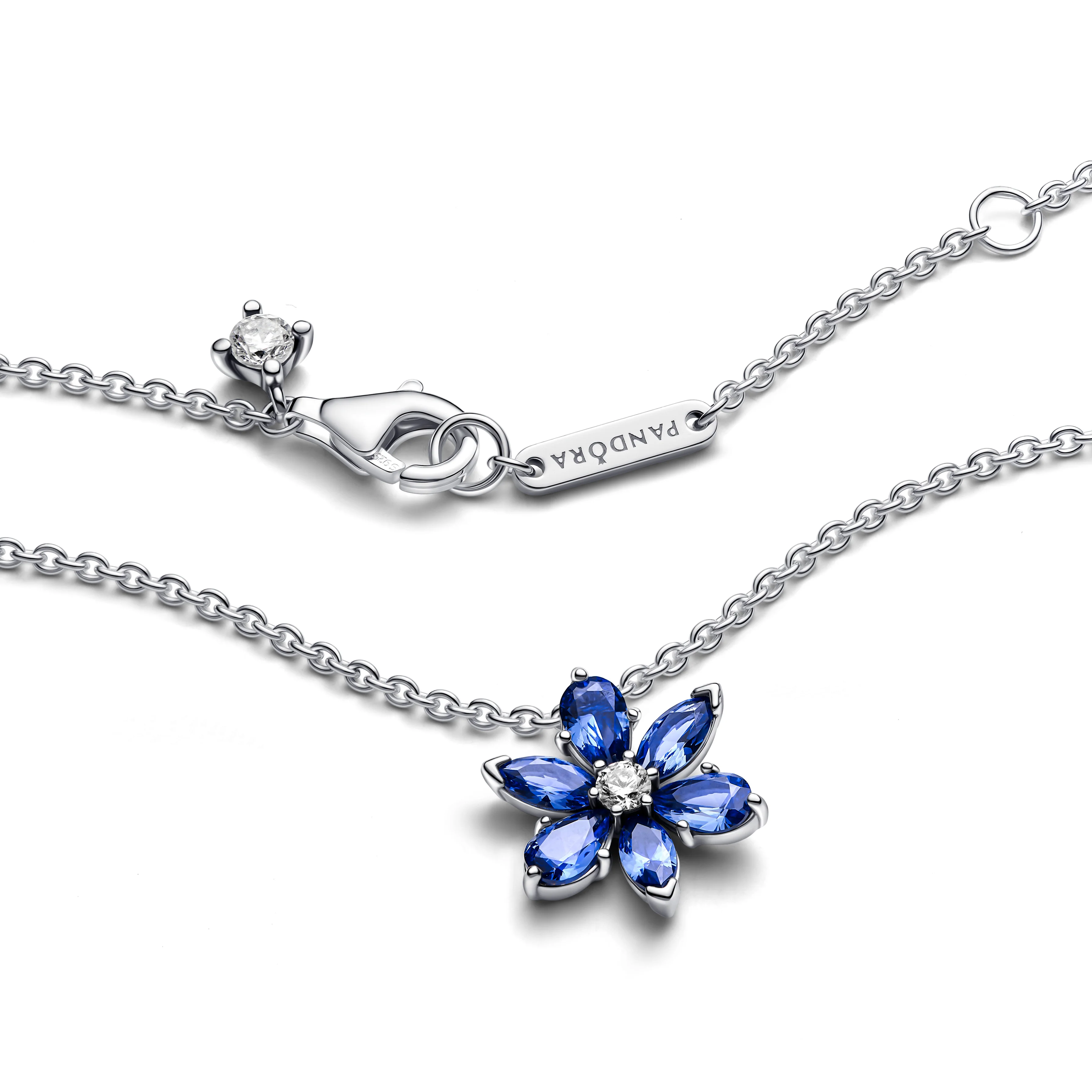 Herbarium Cluster Sterling Silver Collier With Princess Blue Crystal And Clear Cubic Zirconia - Image 6