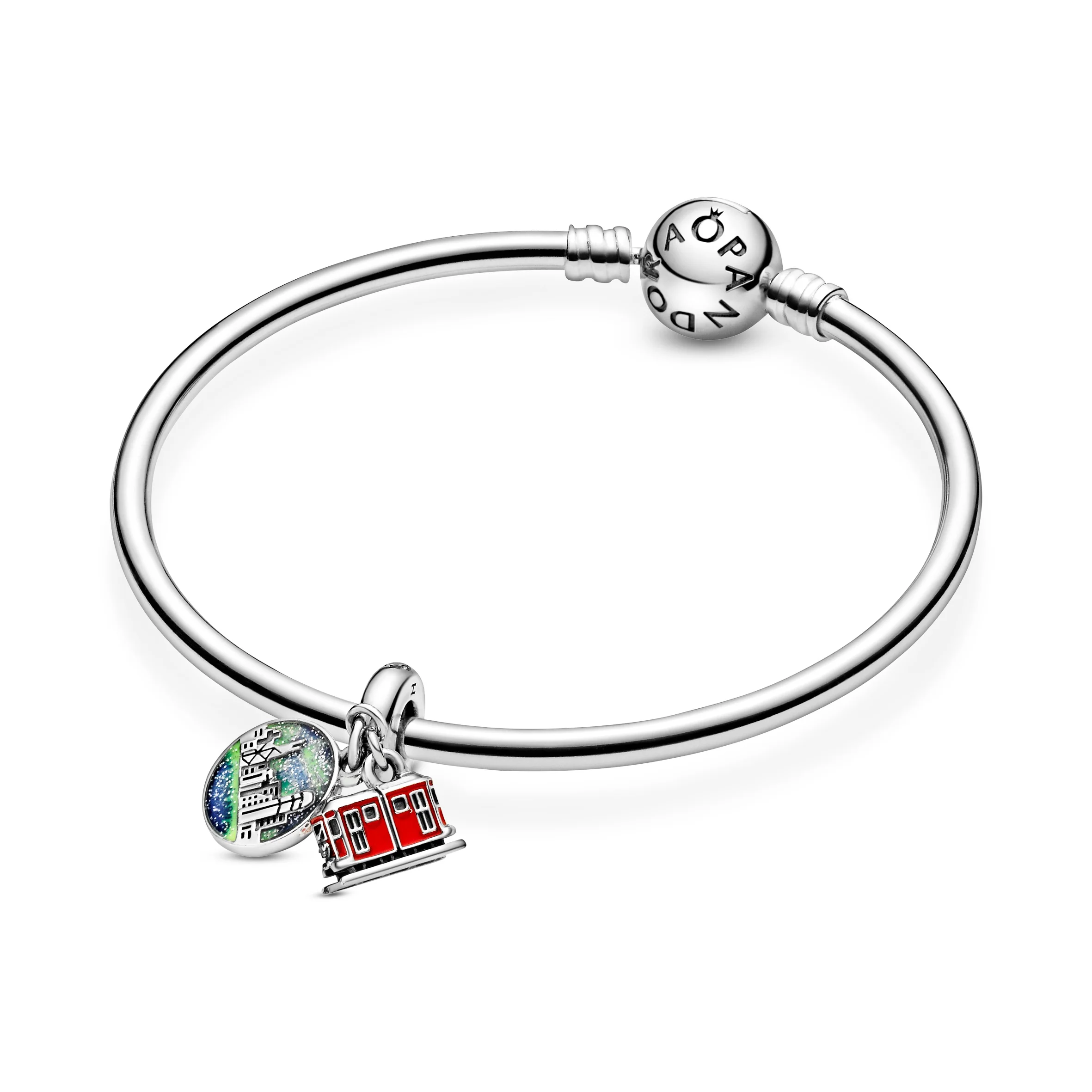 Hong Kong Peak Tram Sterling Silver Dangle With Clear Cubic Zirconia And Red, Blue, Yellow And Glittery Enamel - Image 4