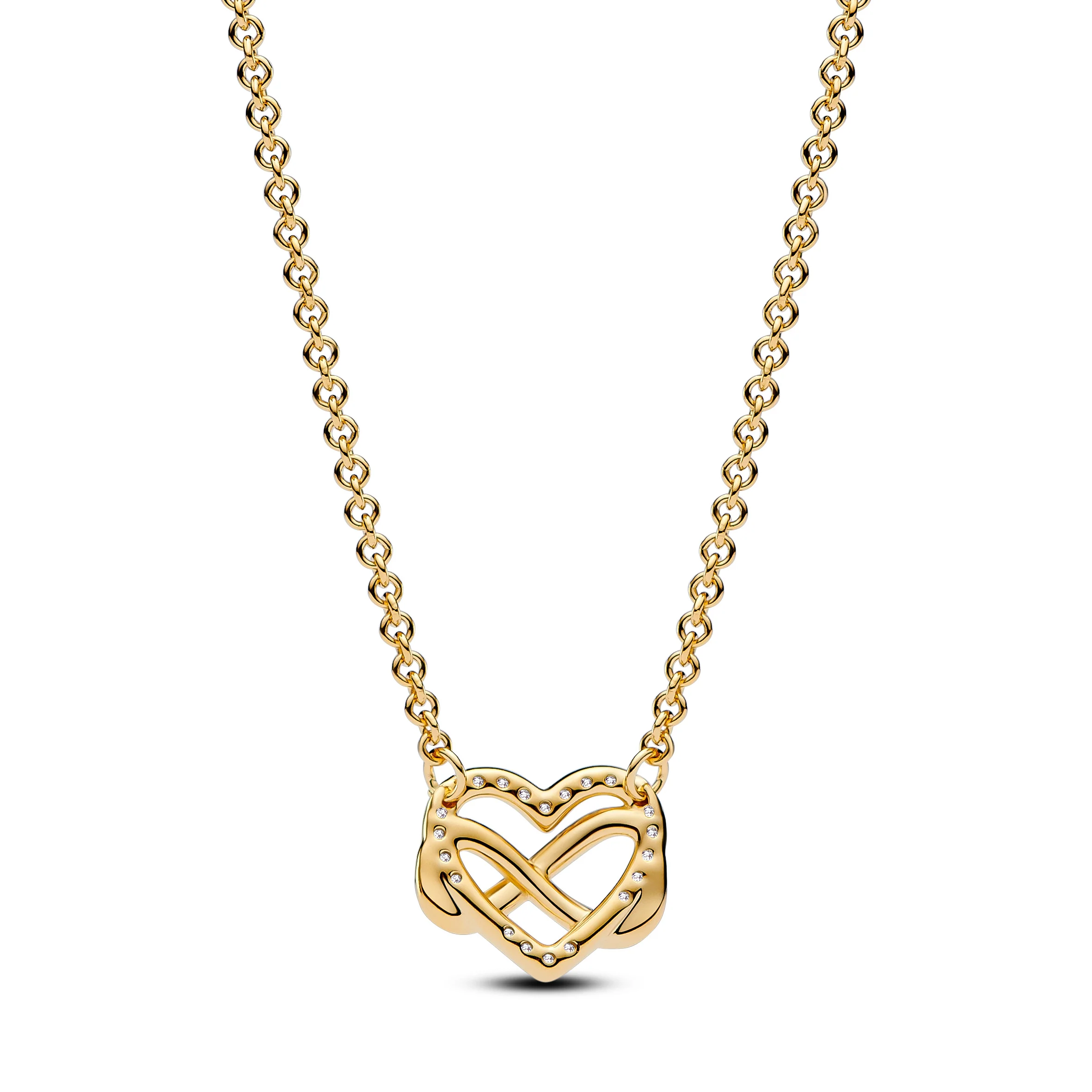 Infinity Heart 14K Gold-Plated Necklace With Clear Cubic Zirconia - Image 4