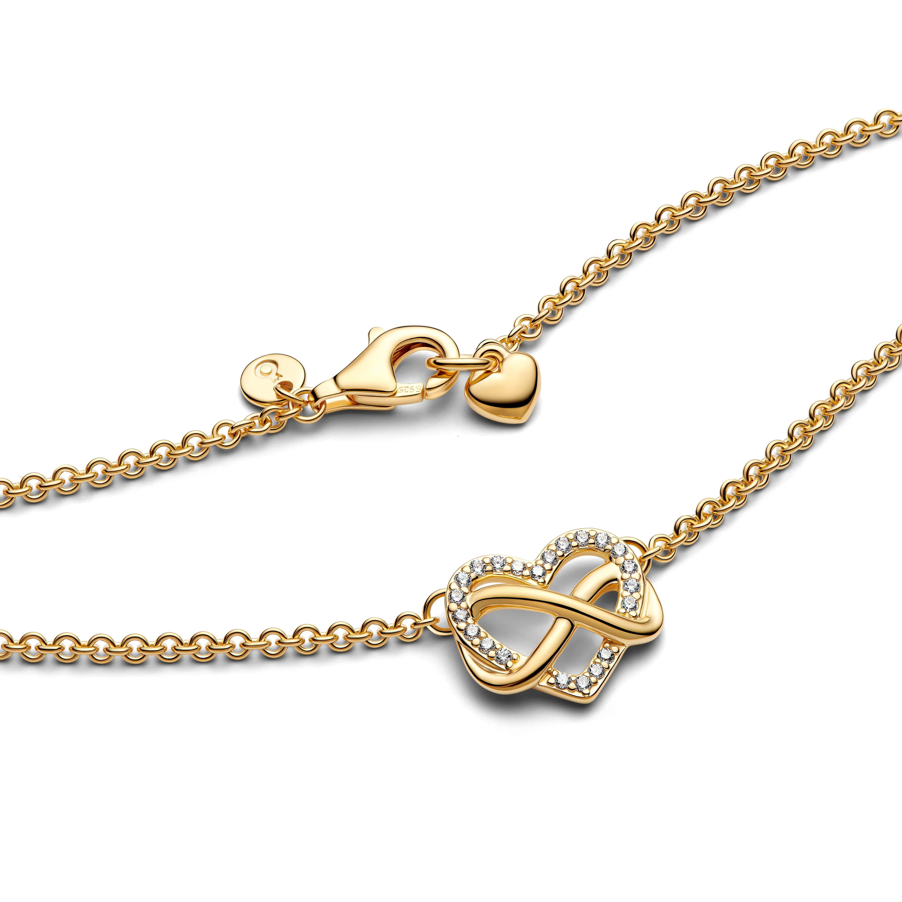 Infinity Heart 14K Gold-Plated Necklace With Clear Cubic Zirconia - Image 5