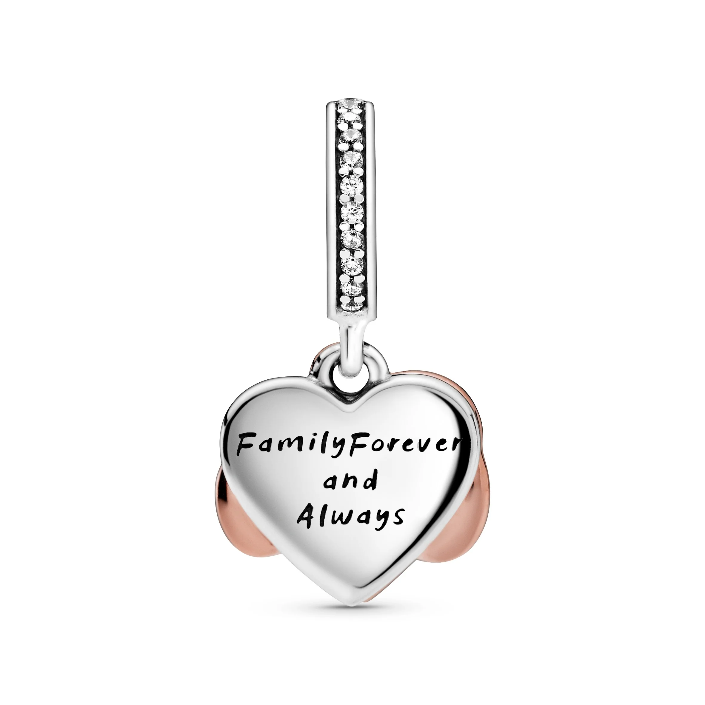 Infinity Heart 14K Rose Gold-Plated And Sterling Silver Dangle With Clear Cubic Zirconia And Pink Enamel - Image 4