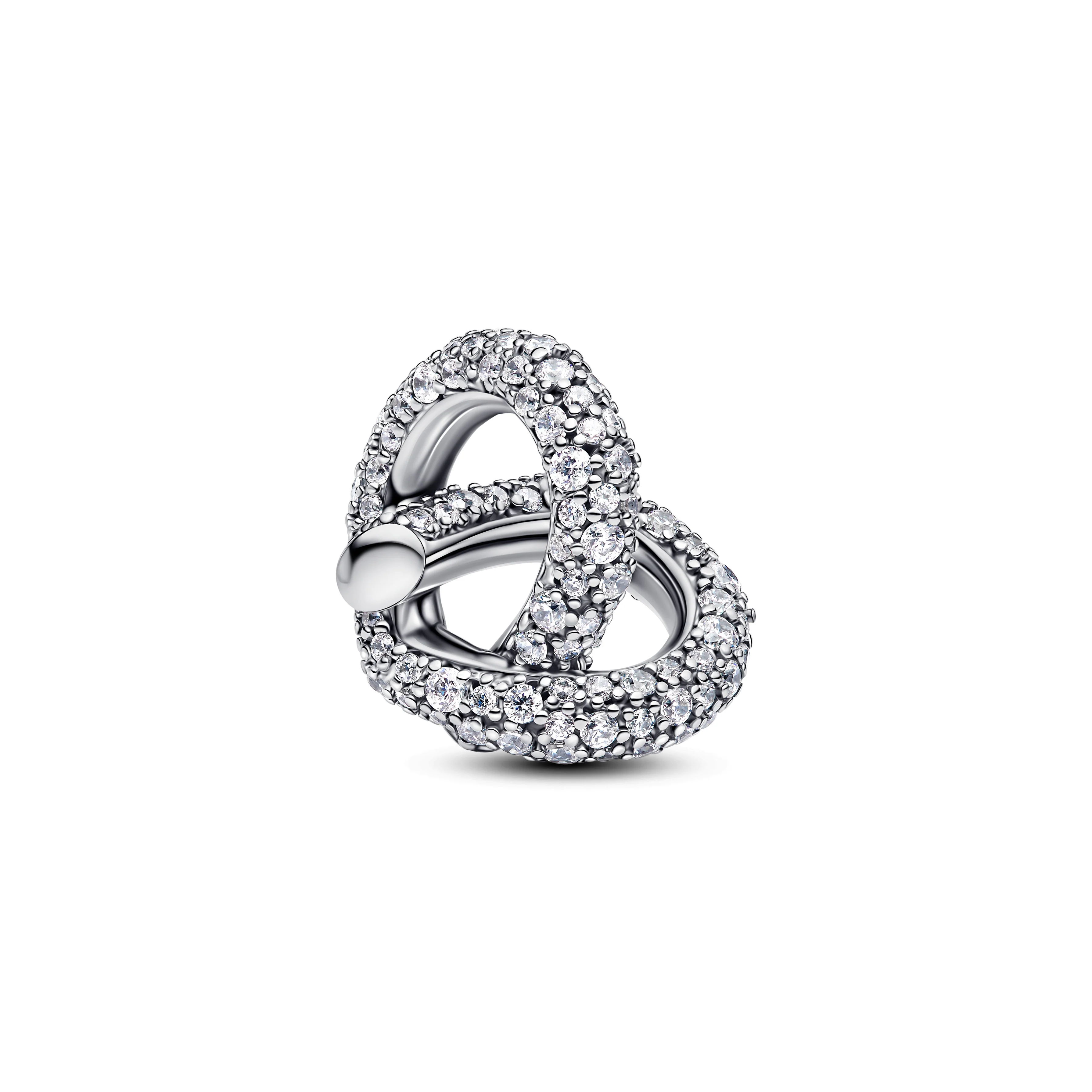 Infinity Knot Heart Sterling Silver Charm With Clear Cubic Zirconia - Image 3