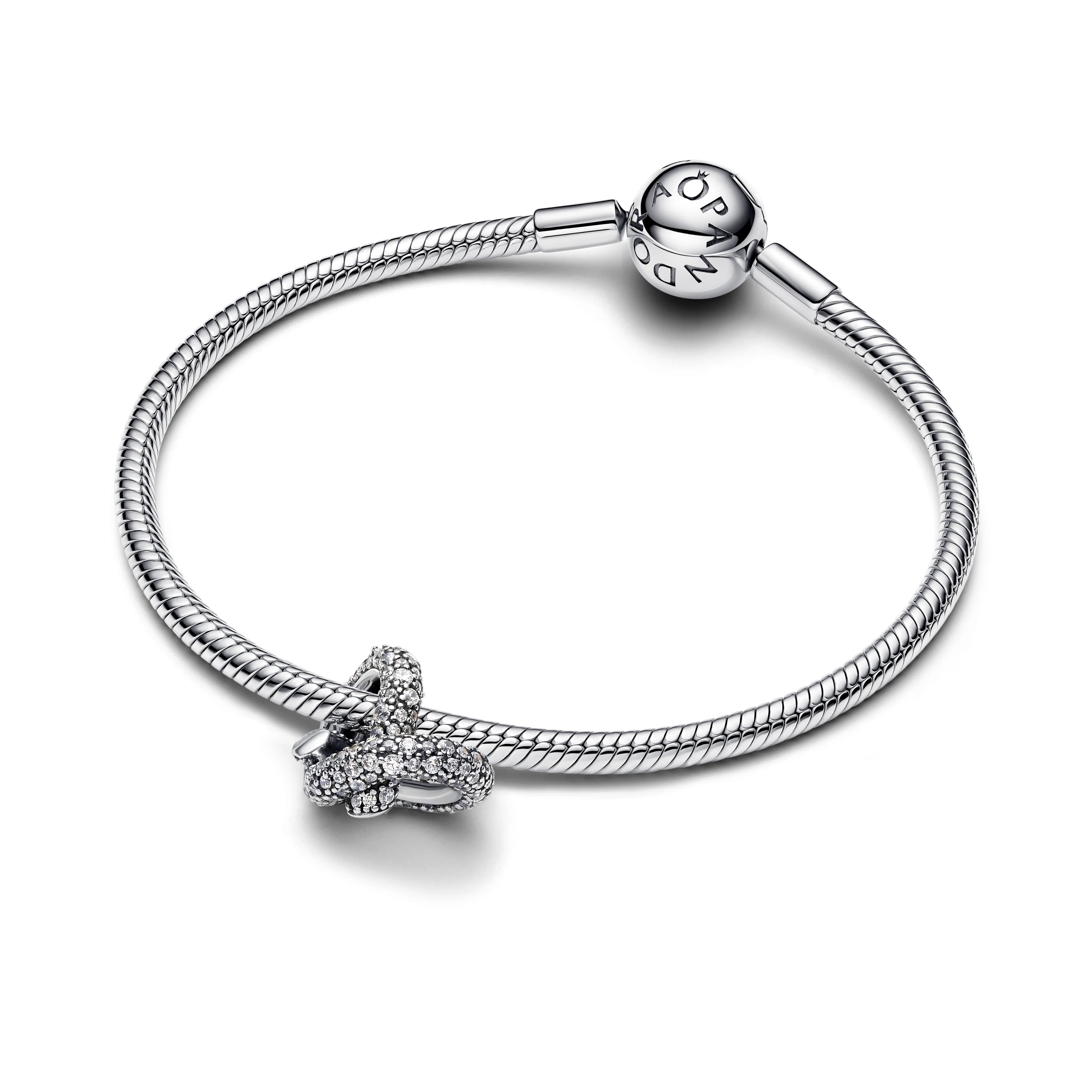 Infinity Knot Heart Sterling Silver Charm With Clear Cubic Zirconia - Image 4