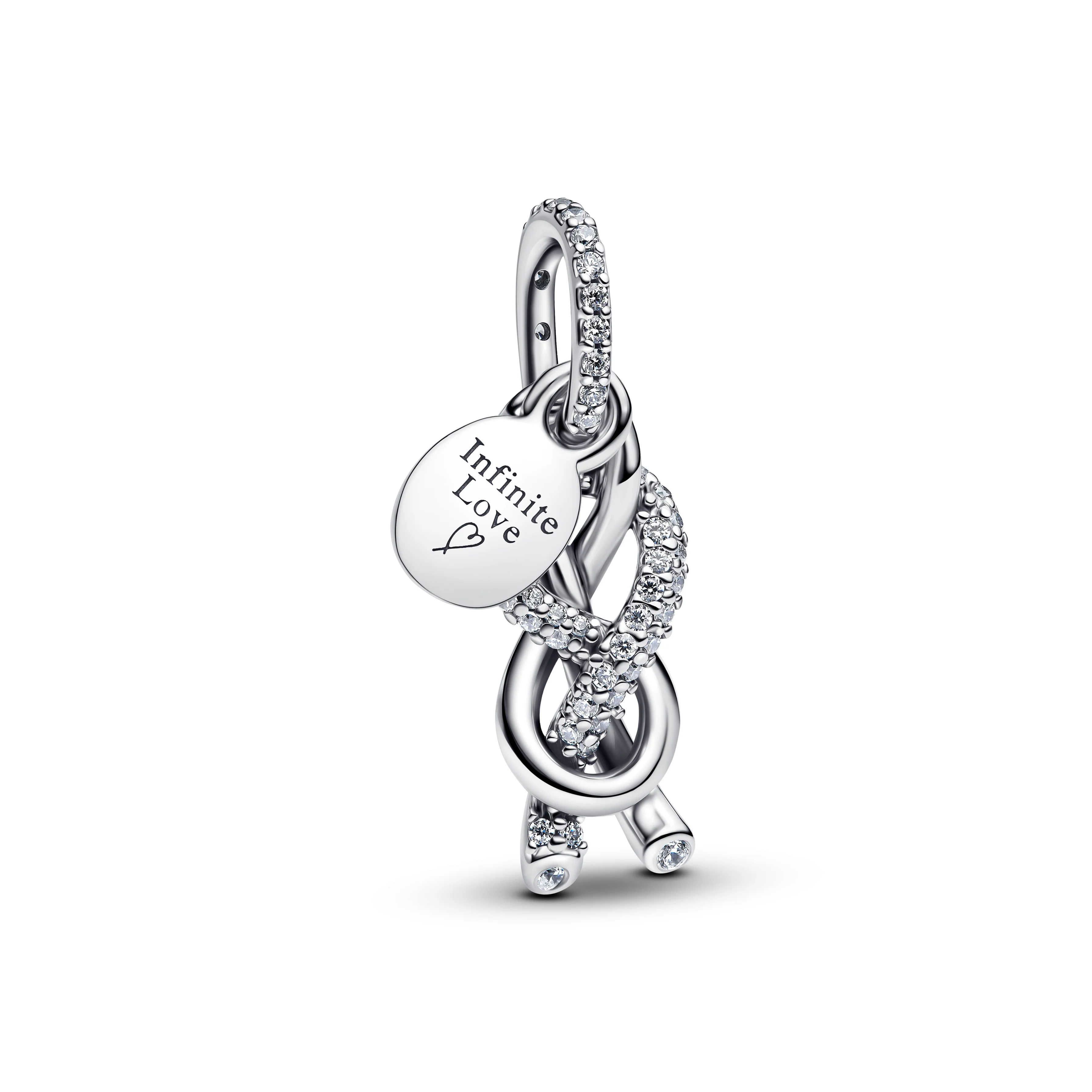 Infinity Knot Sterling Silver Double Dangle Clear Cubic Zirconia