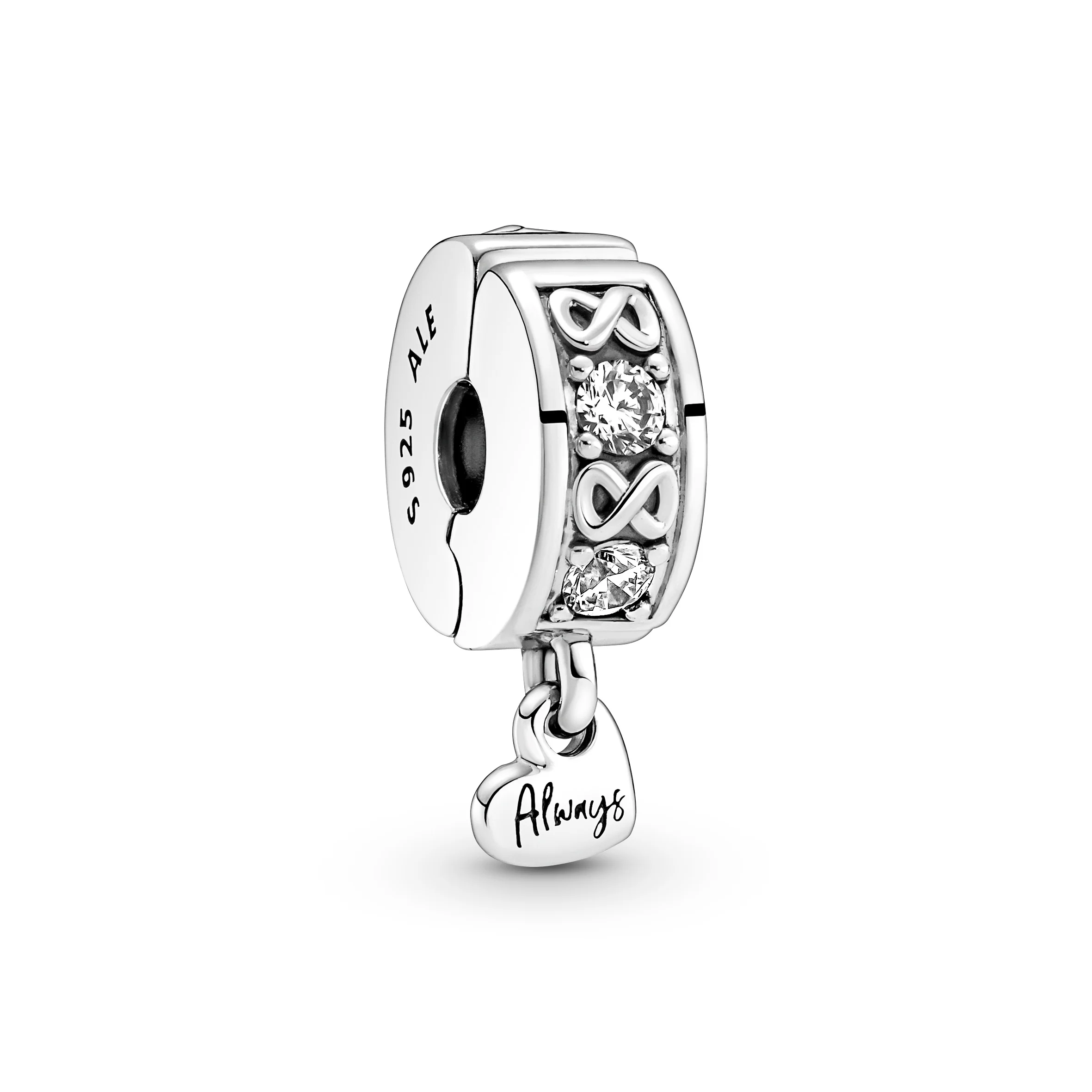 Infinity Sterling Silver Clip With Clear Cubic Zirconia And Silicone Grip - Image 4