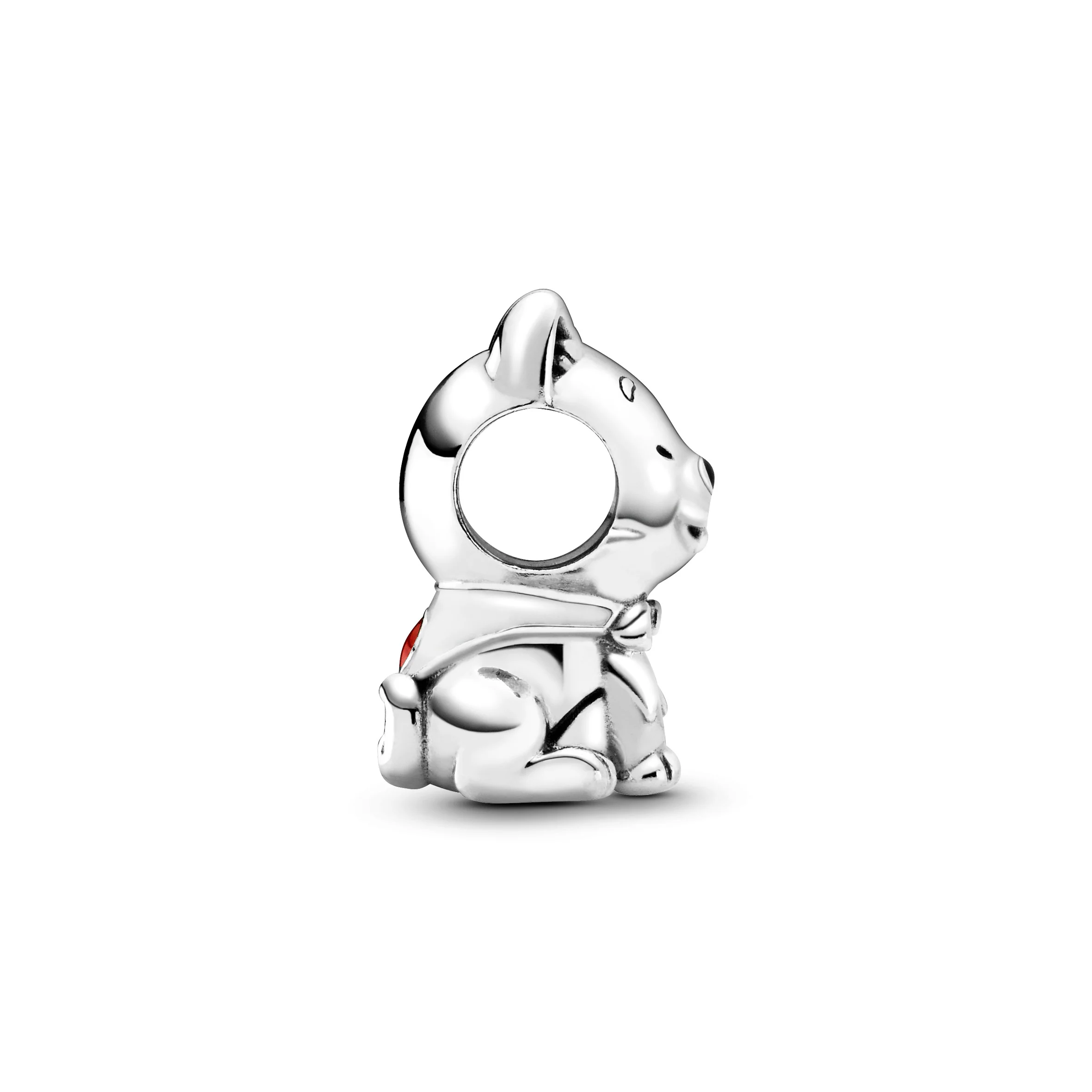 Japan Akita Inu Dog Sterling Silver Charm With White, Red And Black Enamel - Image 3