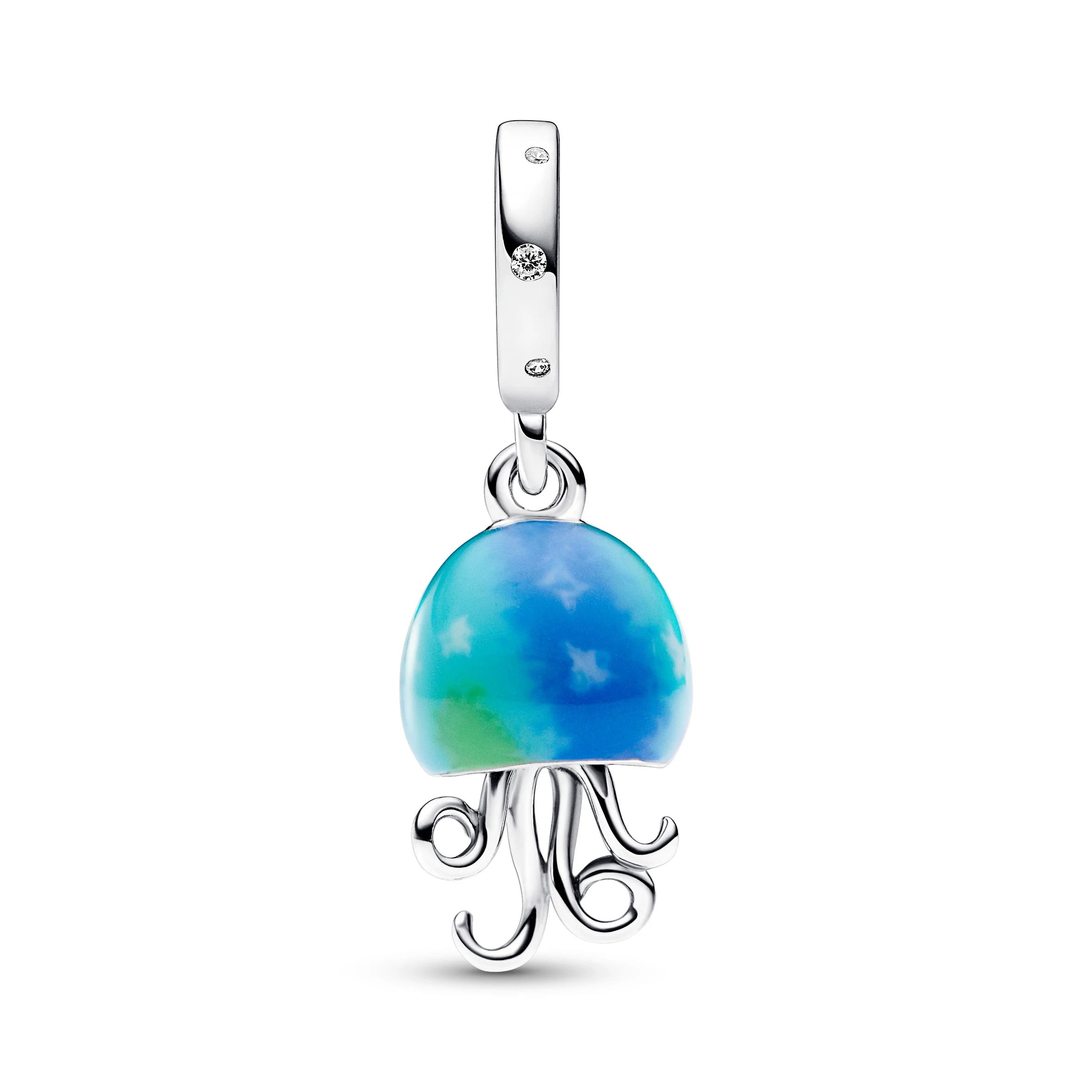 Jellyfish Sterling Silver Dangle With Clear Cubic Zirconia And Color Changing Enamel - Image 3