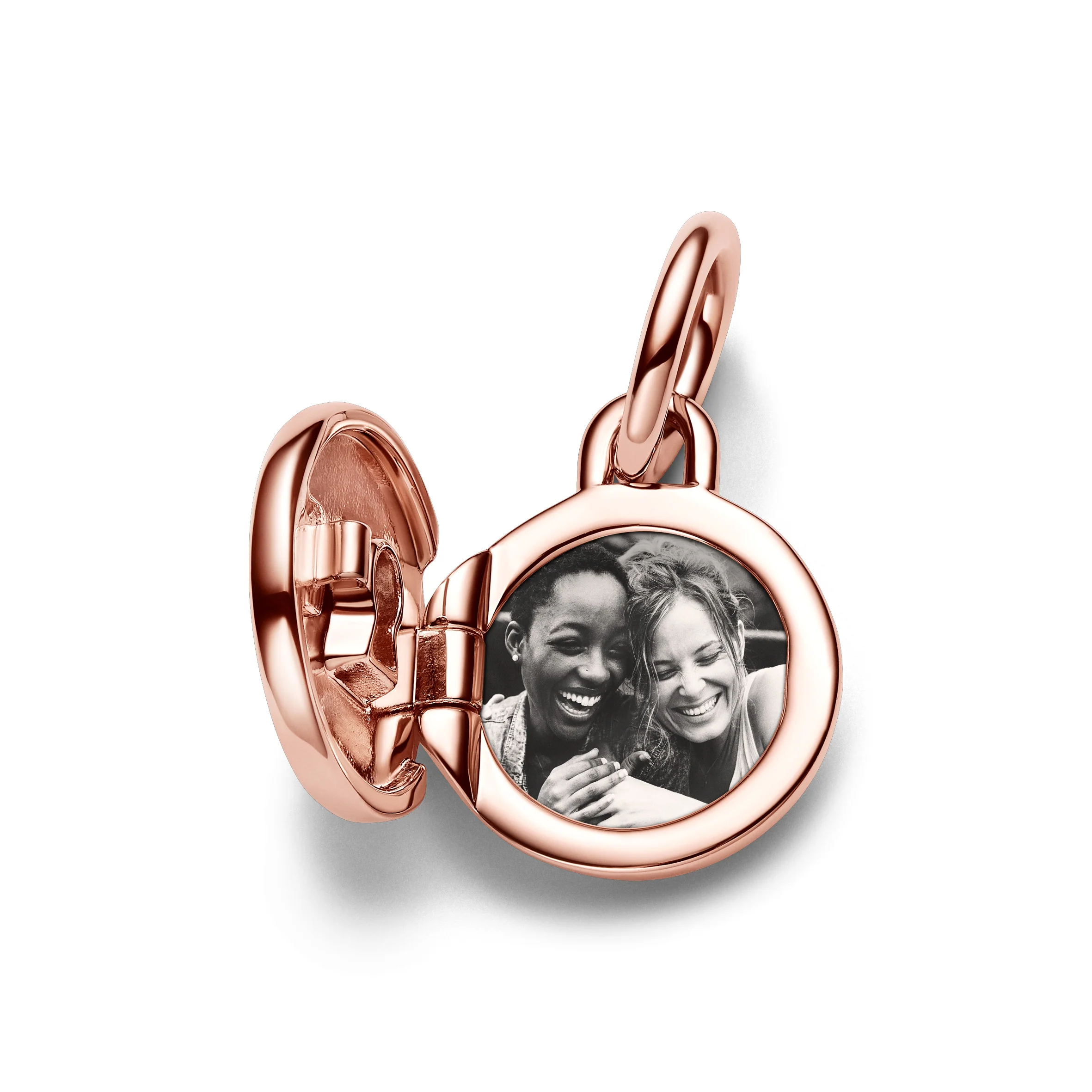 Key Hole Engravable Locket 14K Rose Gold-Plated Dangle With Clear Cubic Zirconia - Image 6