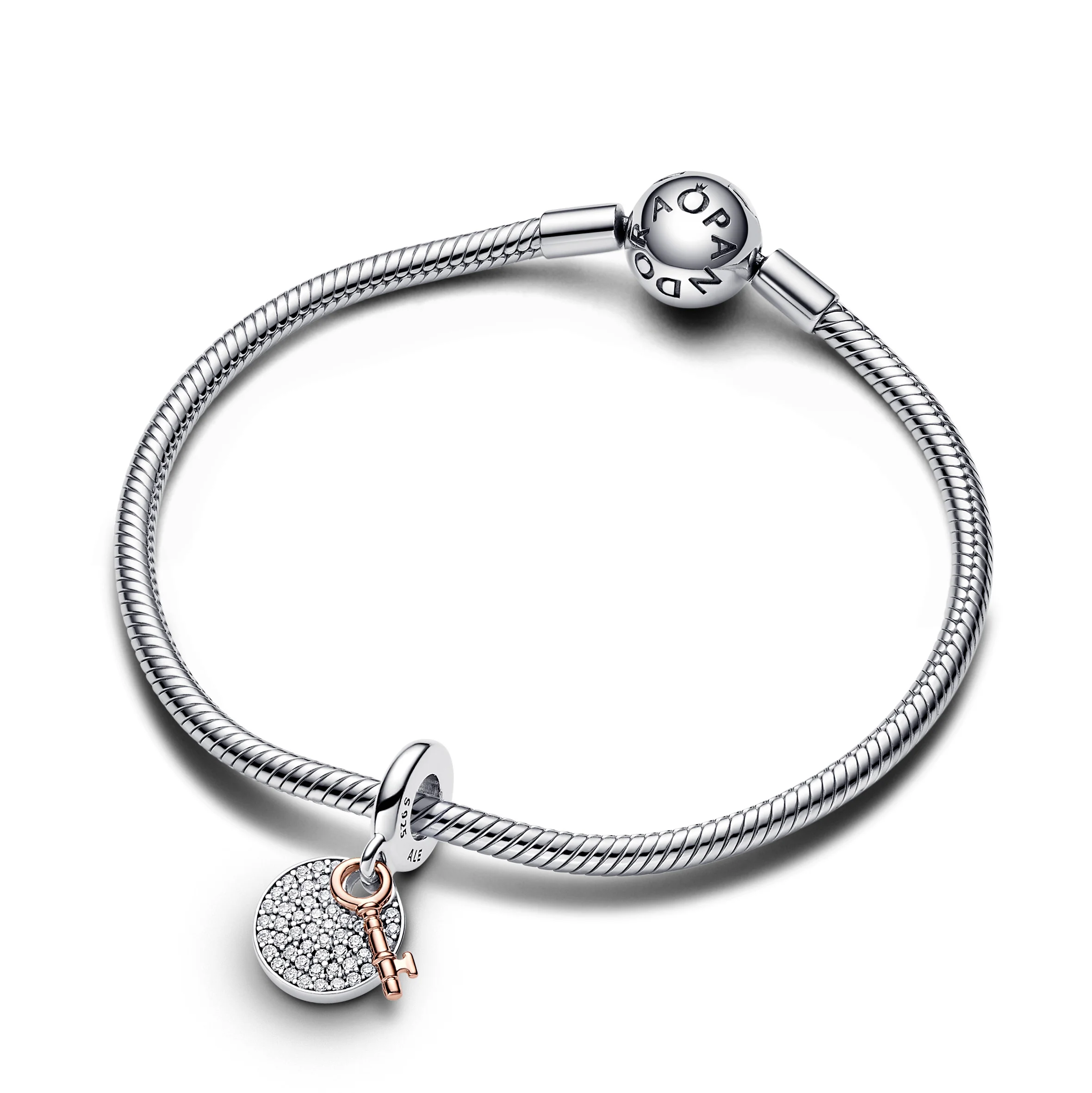 Key Sterling Silver And 14K Rose Gold-Plated Double Dangle With Clear Cubic Zirconia - Image 3