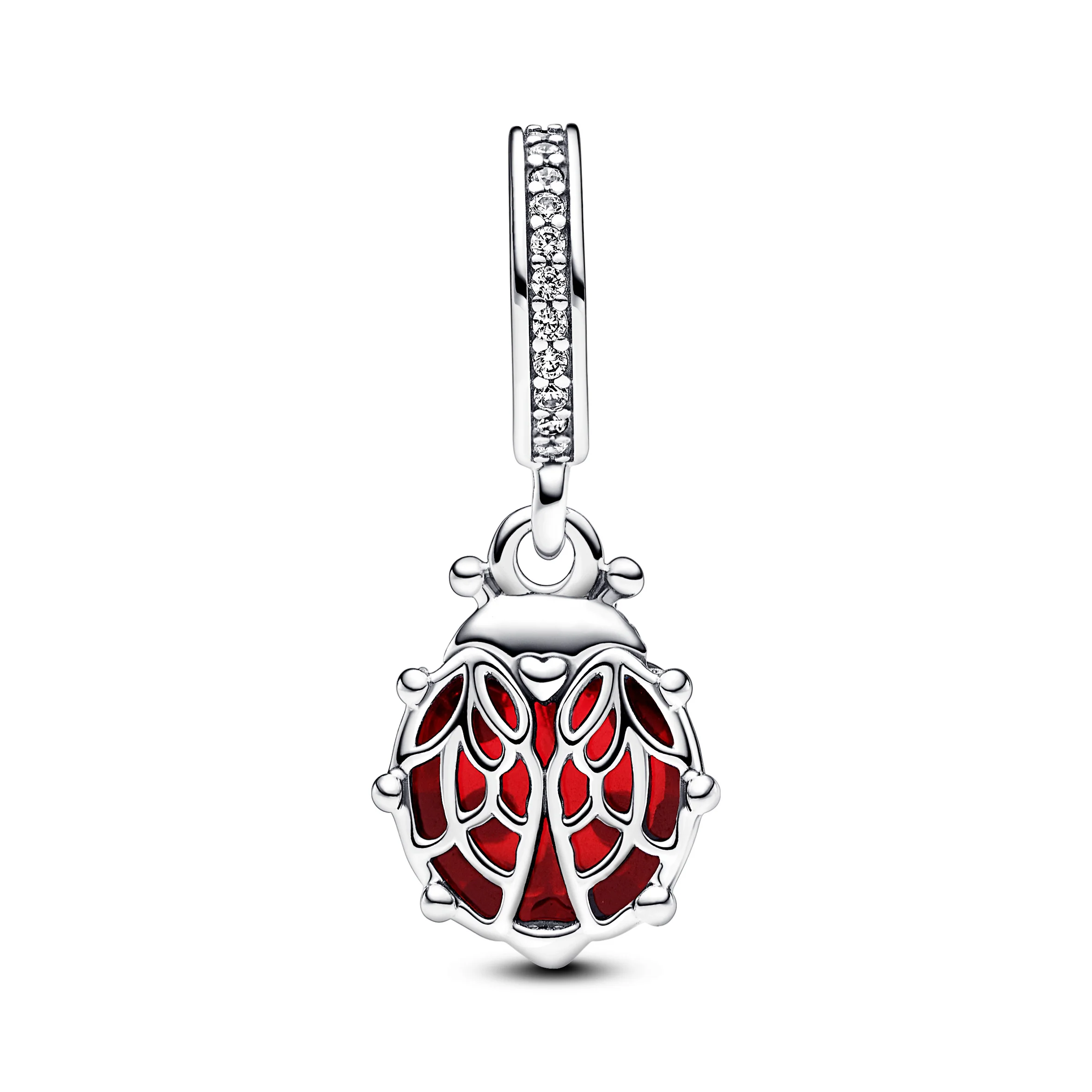 Ladybird Sterling Silver Dangle With Salsa Red Crystal, Clear Cubic Zirconia And Black Enamel - Image 3