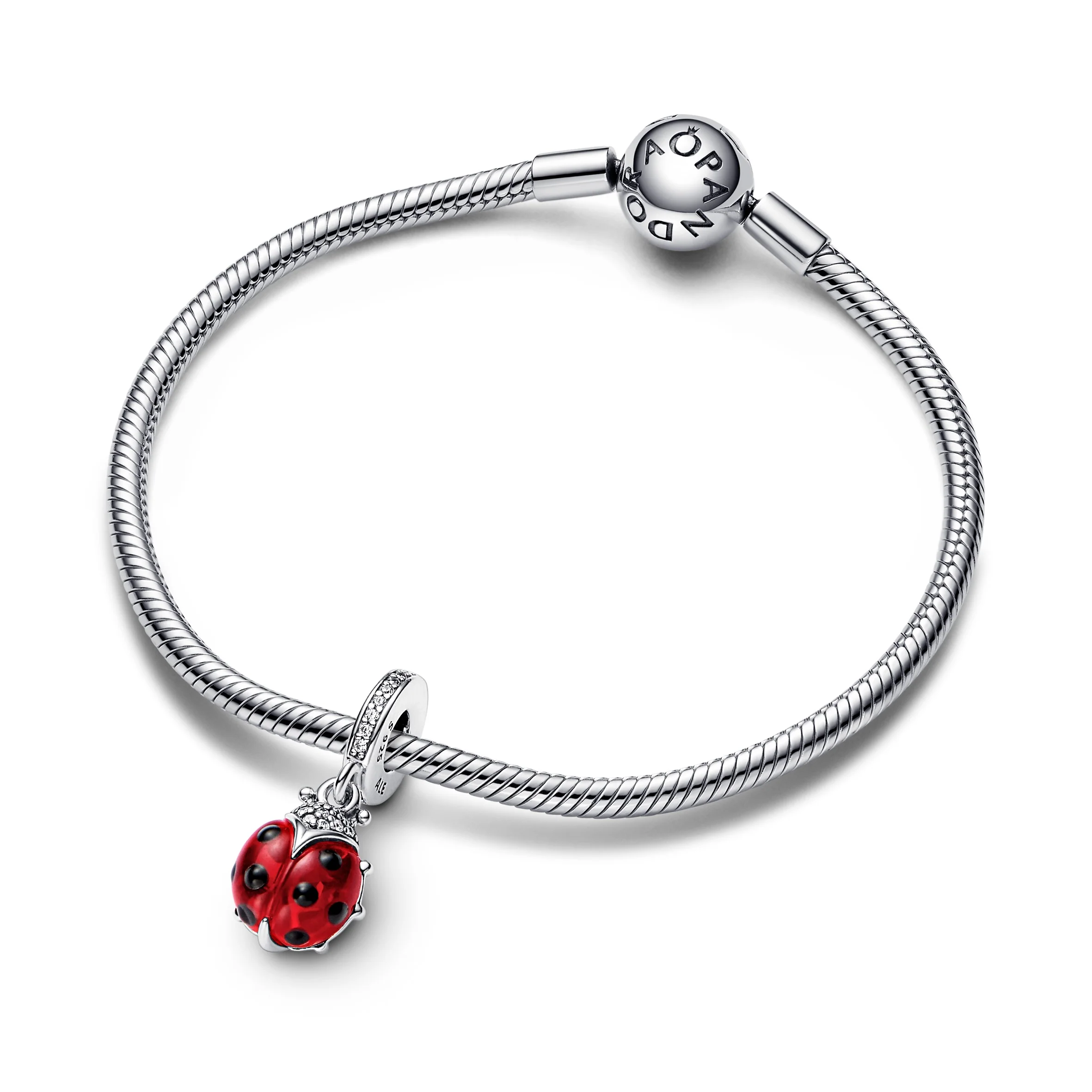 Ladybird Sterling Silver Dangle With Salsa Red Crystal, Clear Cubic Zirconia And Black Enamel - Image 4