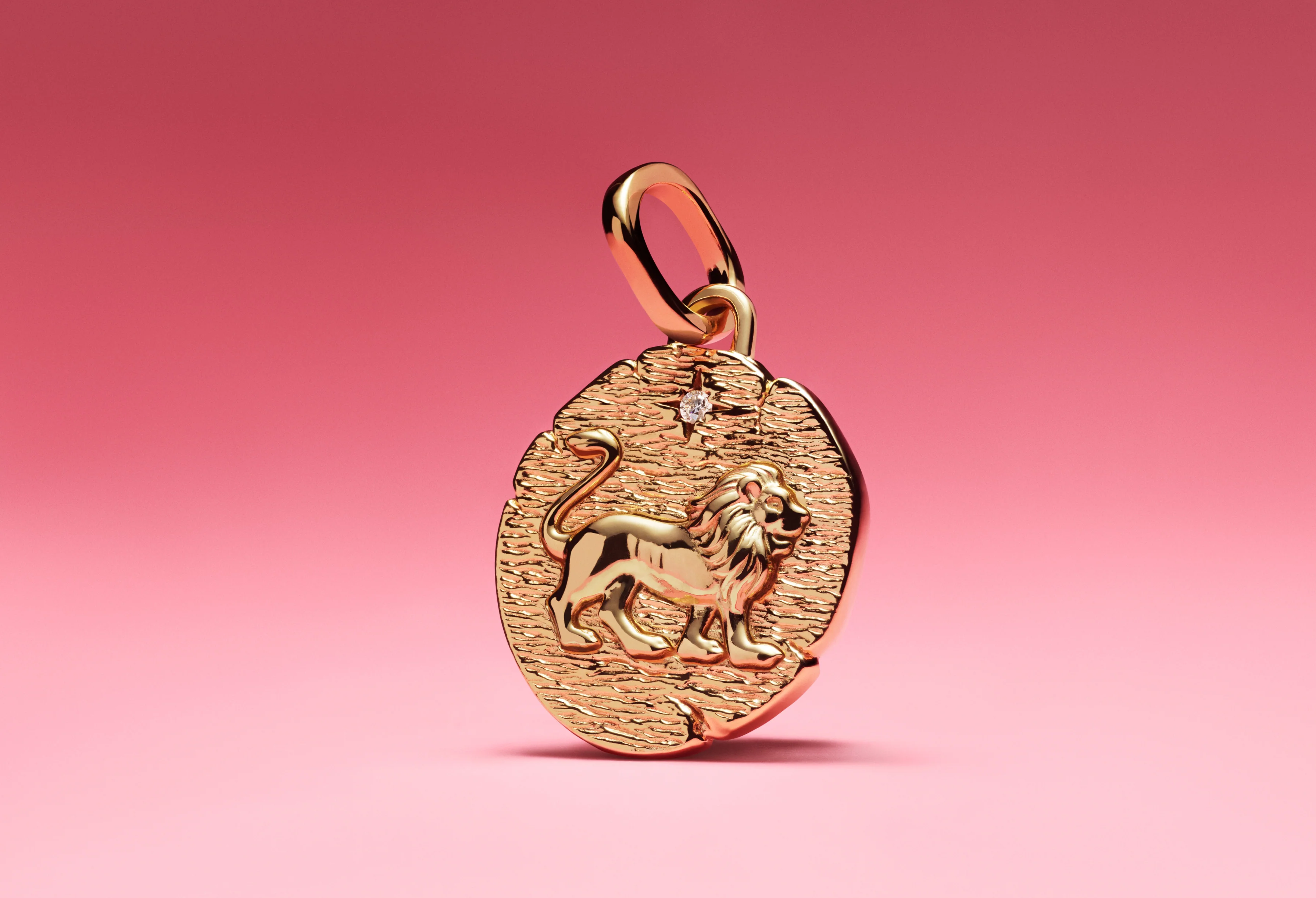 Lion 14K Gold-Plated Medallion With Clear Cubic Zirconia - Image 3