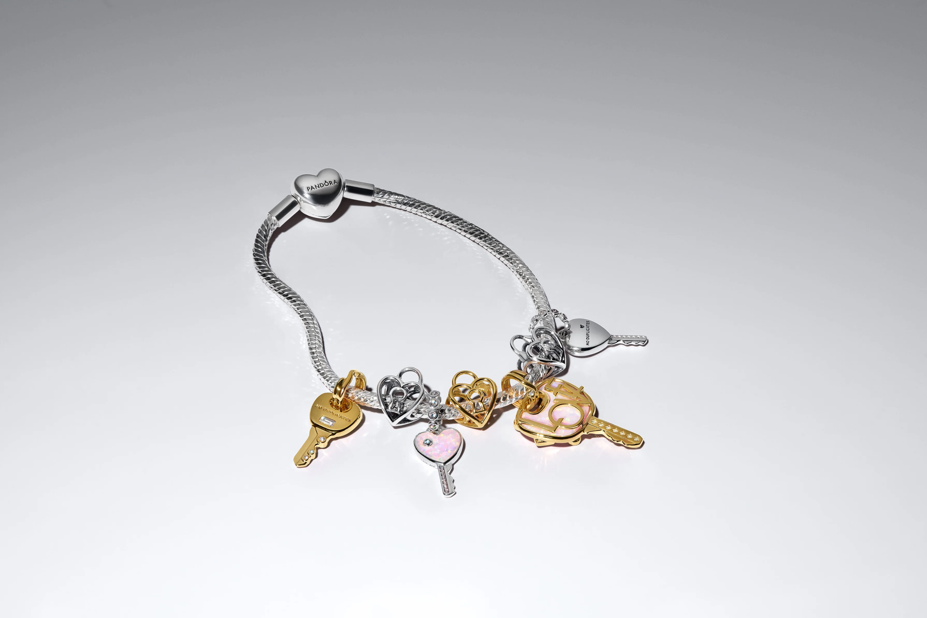 Love Key 14K Gold-Plated Dangle With Clear Cubic Zirconia And Lab-Created Pink Opal - Image 5