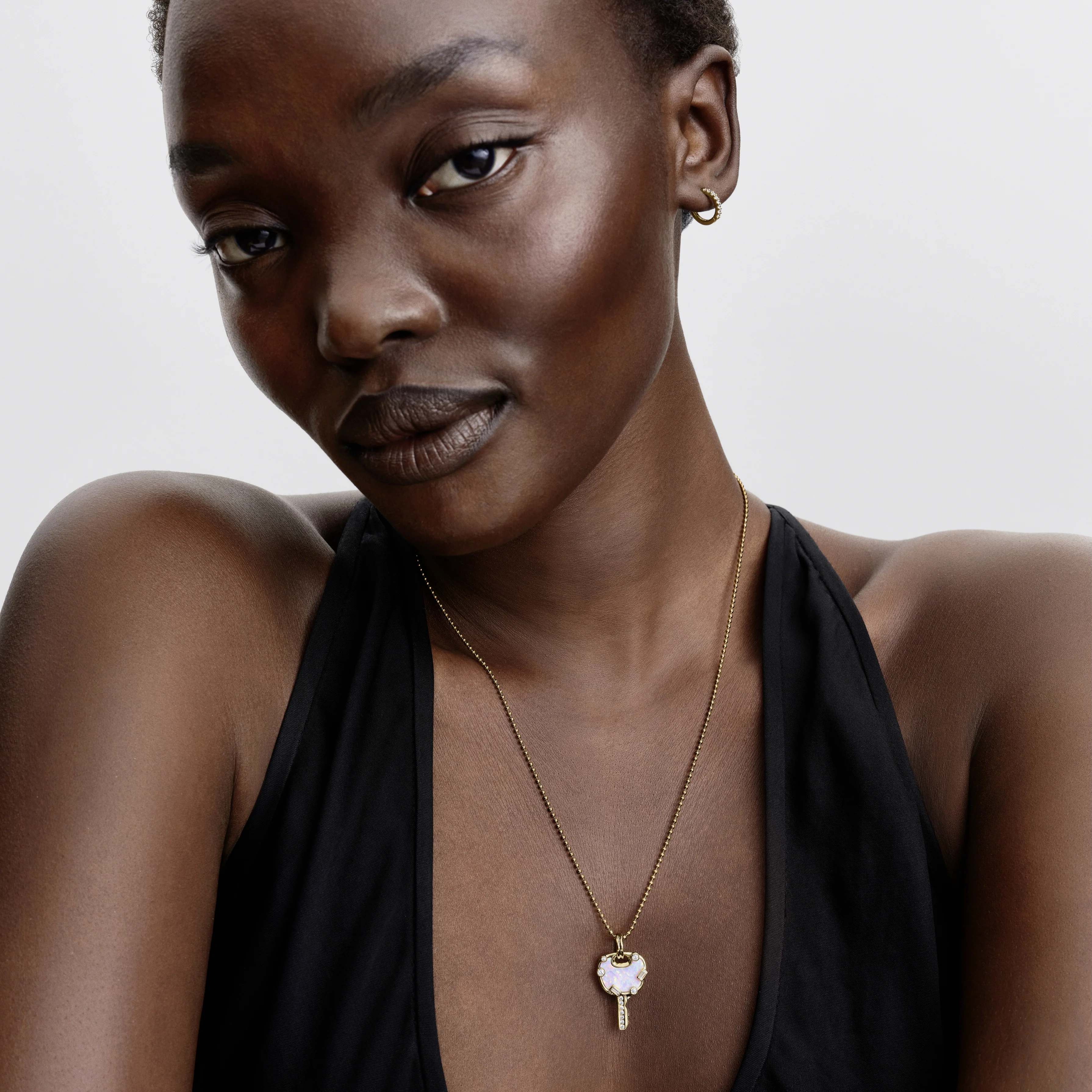 Love Key 14K Gold-Plated Dangle With Clear Cubic Zirconia And Lab-Created Pink Opal - Image 7